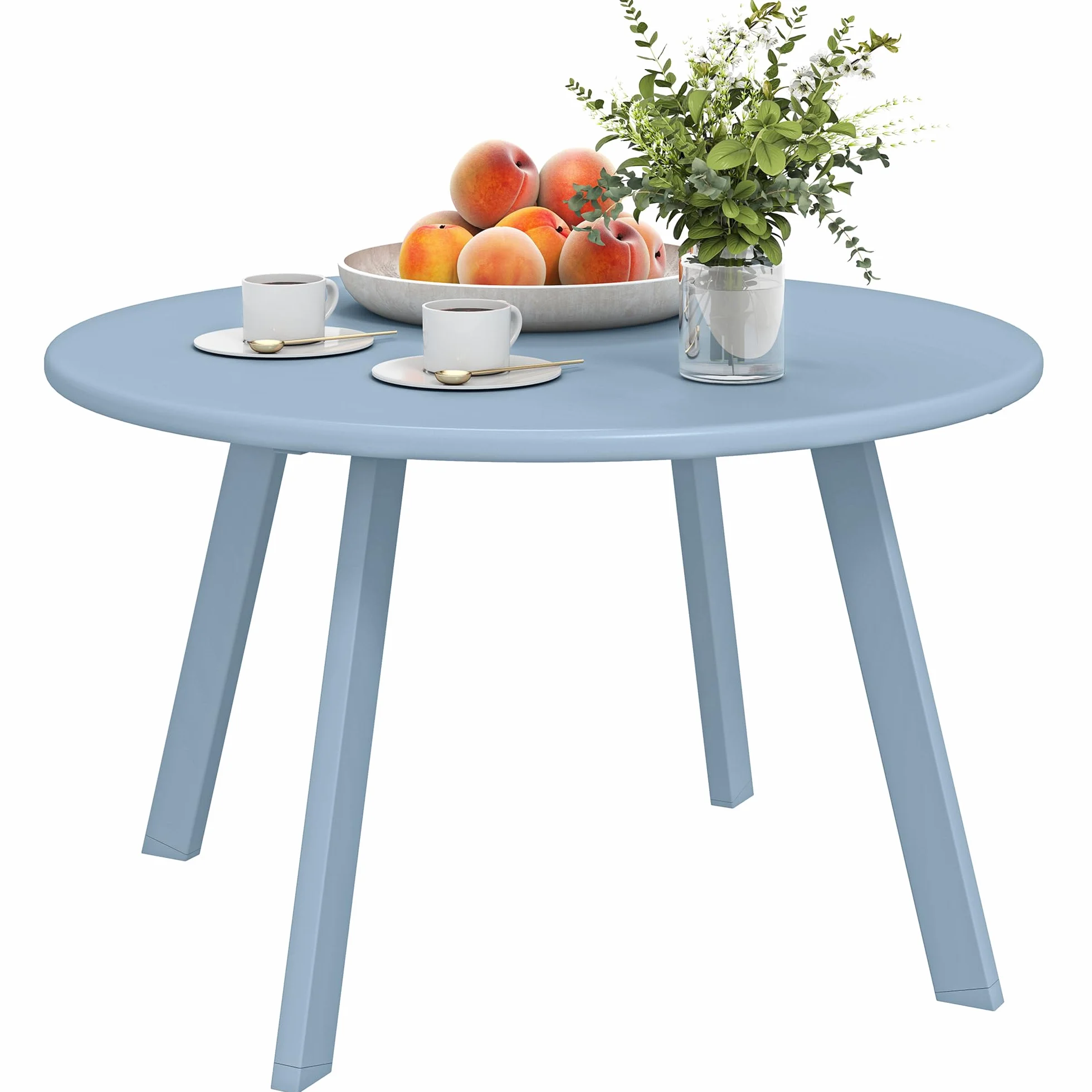 Outsunny Tavolino rotondo con piedini antiscivolo, struttura in metallo, per giardino, balcone, terrazza, soggiorno, Ø 70 x 42 cm, blu