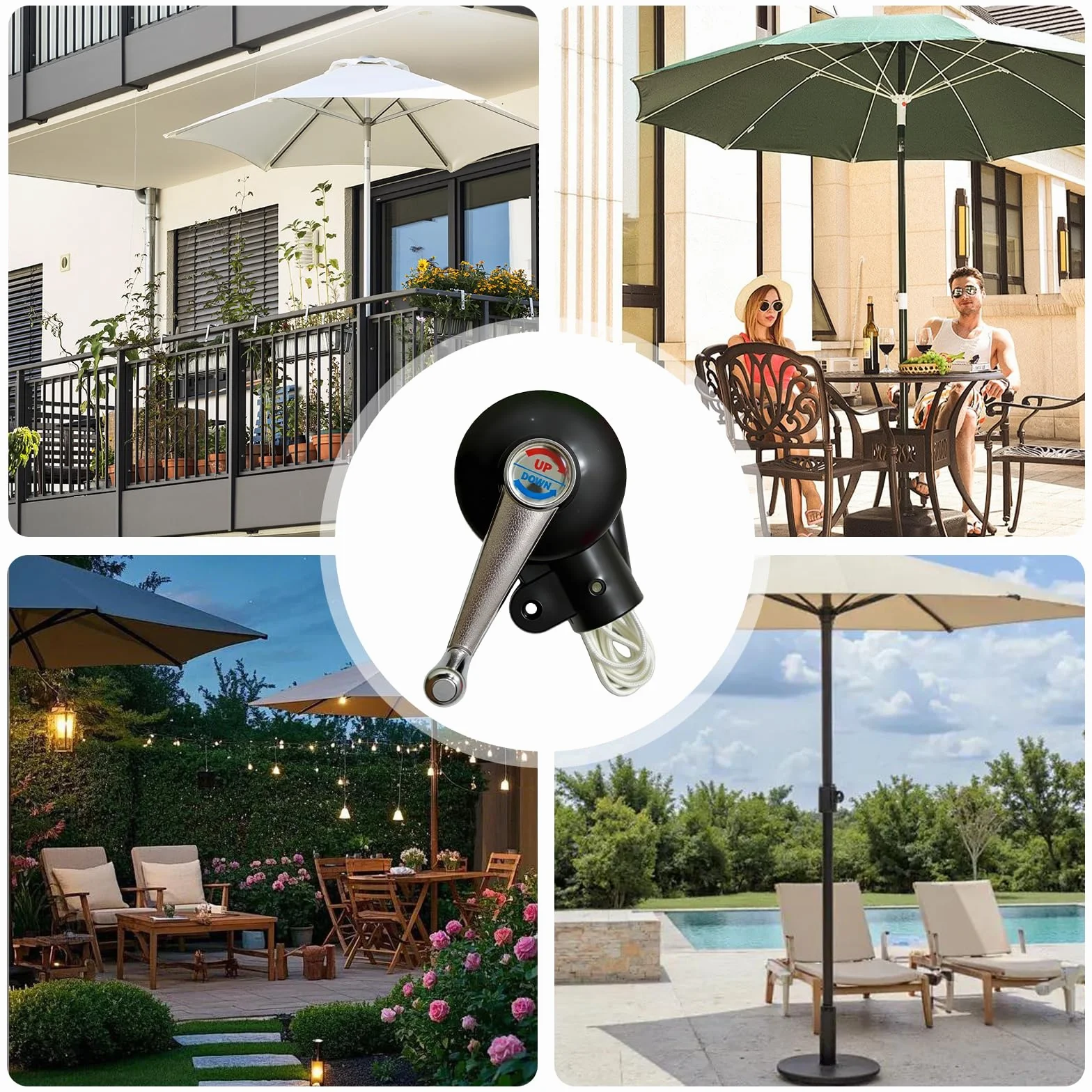 PORFOYO Accessori Ombrello Terrazza, Sostituzione Ombrello Manovella, Ricambi Ombrello, Supporto Ombrello, Accessori Tempo Libero All'aperto Per Ombrello, Ombrello Esterno