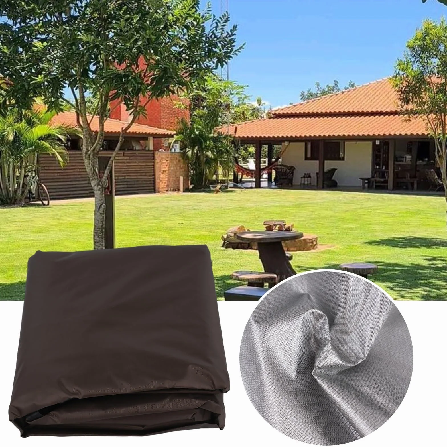 Eawfgtuw Copertura di ricambio per dondolo impermeabile, a 3 posti, per patio, veranda, giardino, cortile (caffè)