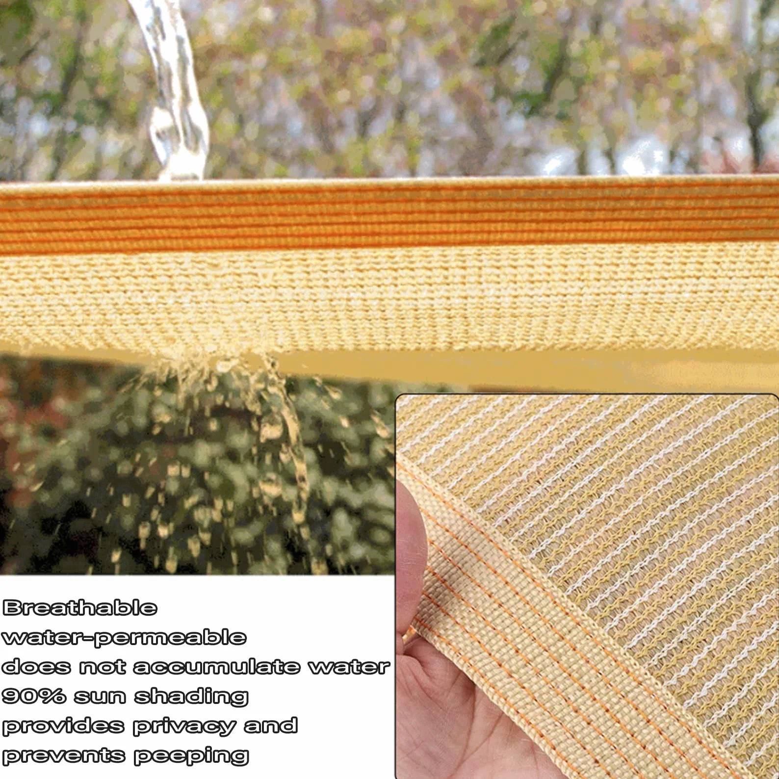 Telo Ombreggiante Beige 2x3m HDPE 90% Protezione UV Rete Parasole | Traspirante con Occhielli,per Balcone, Terrazzo, Giardino, Serra - Effetto Raffreddamento per Estate