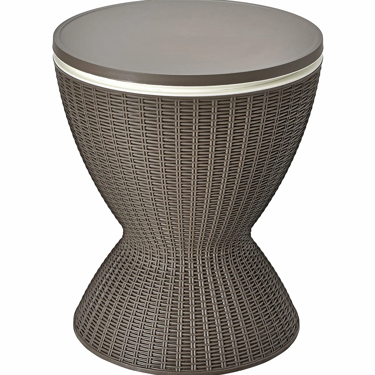 GIANTEX Tavolino da Giardino Allungabile in Polyrattan 30 L, Portaghiaccio per Birra/Cocktail, Tavolino da Bar per Festa Estativa (Marrone)