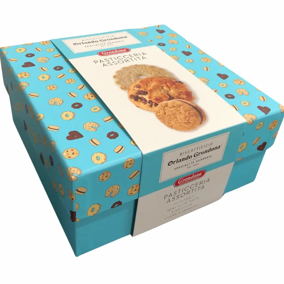 Grondona Pasticceria Assortita con Baci di Dama, Pandolcini, Canestrelli Confezione Regalo da 390gr