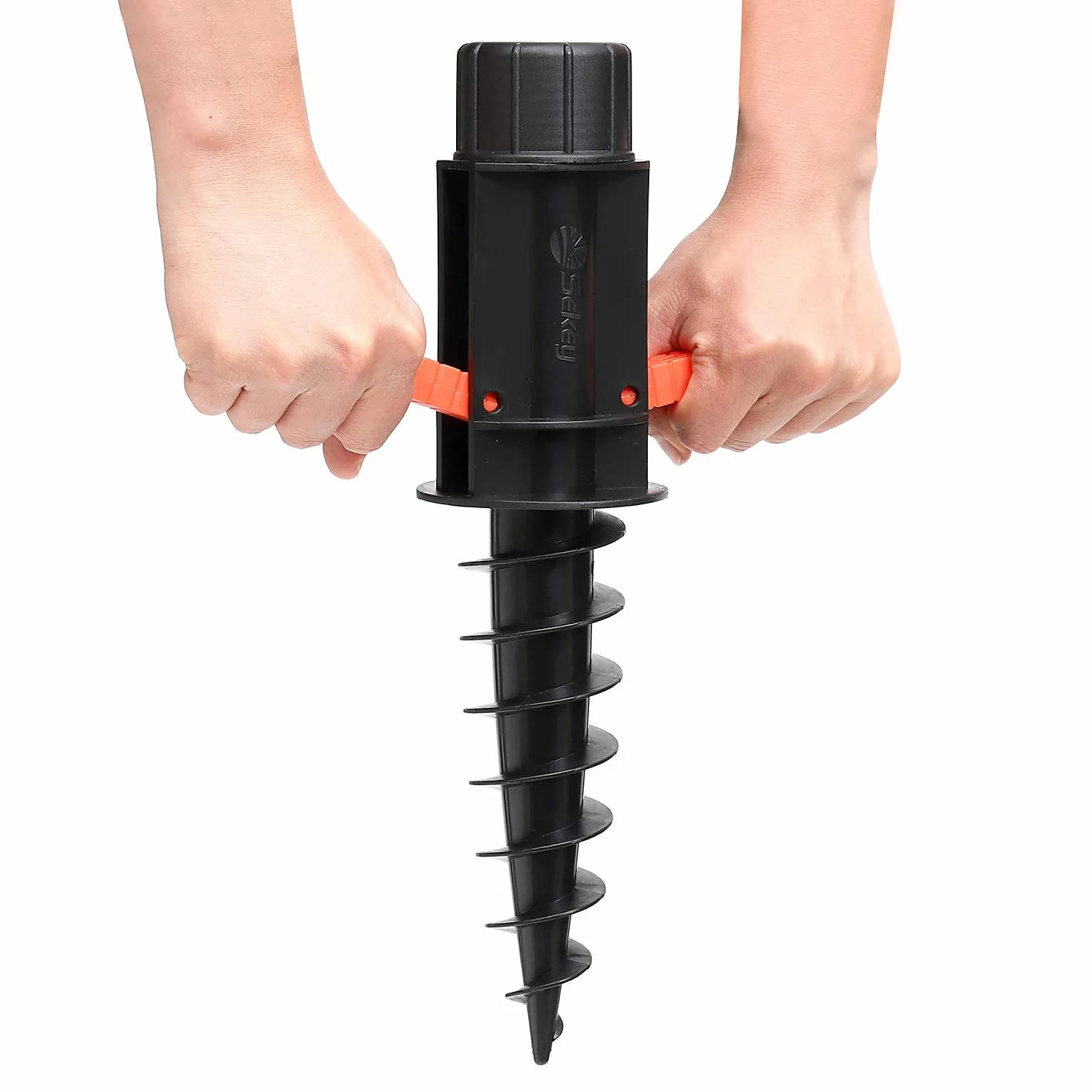 Sekey Base per Ombrellone – Picchetto per Ombrellone da Spiaggia con Trivella e Gancio, Supporto per Ombrellone per Aste da 22-32 mm, per Sabbia e Terra, Nero