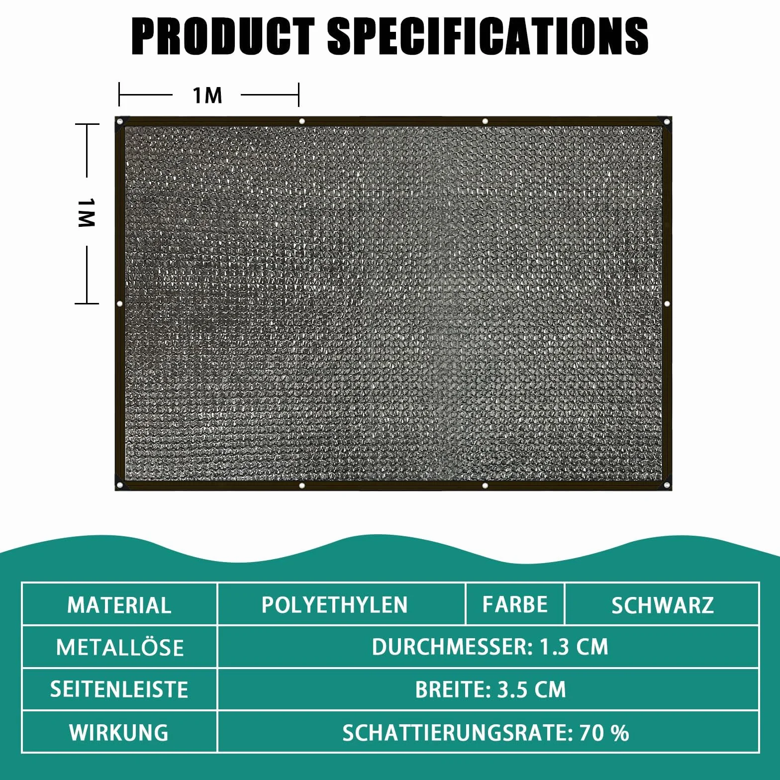 Rete Ombreggiante 3x5m 70% - Blocca i Raggi UV, Antivento, Antigrandine - Telo Ombreggiante con Occhielli per Pergola, Giardino, Balcone, Serra, Pollaio