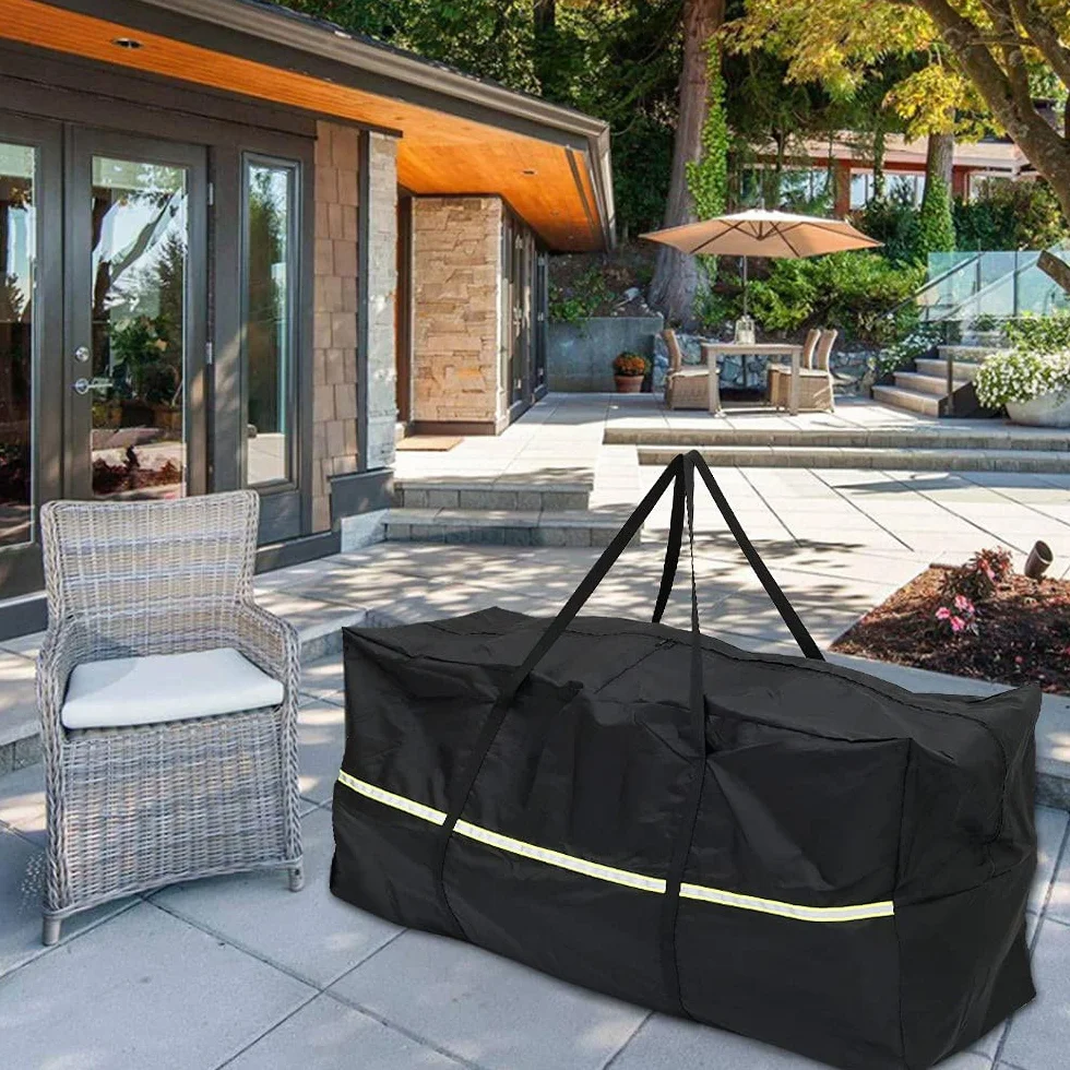 Borsa portaoggetti per mobili da giardino, impermeabile, anti-UV, resistente agli strappi, in tessuto Oxford 210D, con manico e cerniera, per patio, sedile, mobili, cuscino albero di