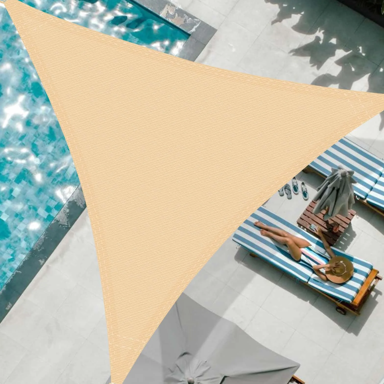 Tenda parasole, 2 x 2 x 2 m, triangolare, traspirante, in HDPE, per esterni, blocco UV 95%, per giardino, patio, cortile, feste, con corda, beige (realizziamo dimensioni personalizzate)