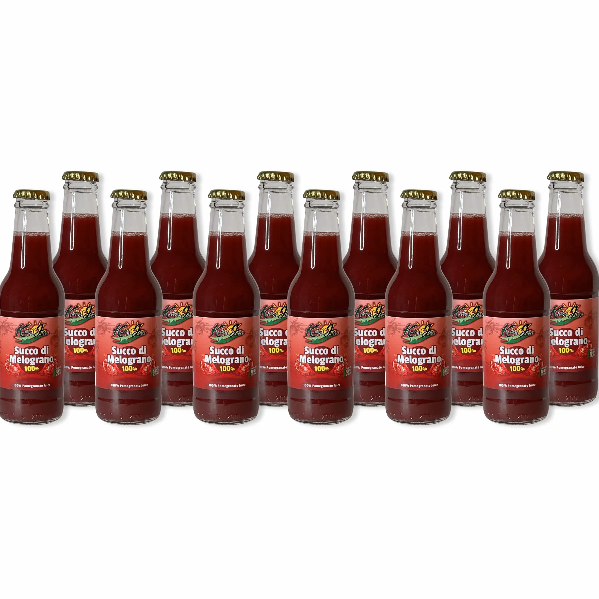 Spremuta Succo di Melograno 12x 200ml – 100% Naturale Frutta Fresca di Stagione - Gusto Autentico - Prodotto Artigianale Alta Qualità Senza Additivi – Kalos Jero