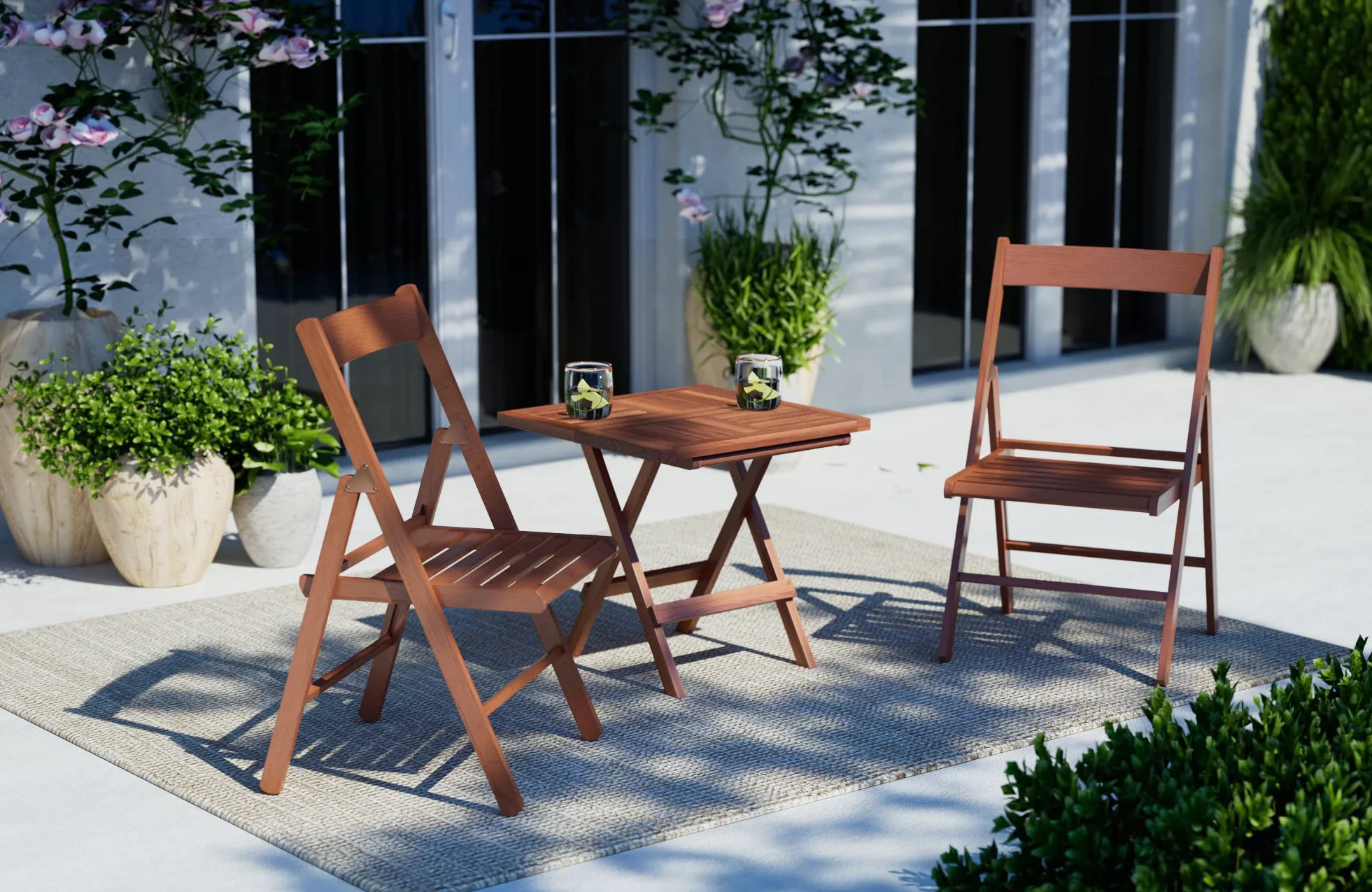 AsinoX TEK.602 - Tavolino pieghevole in teak, colore: marrone, 50 x 50 x 50 cm