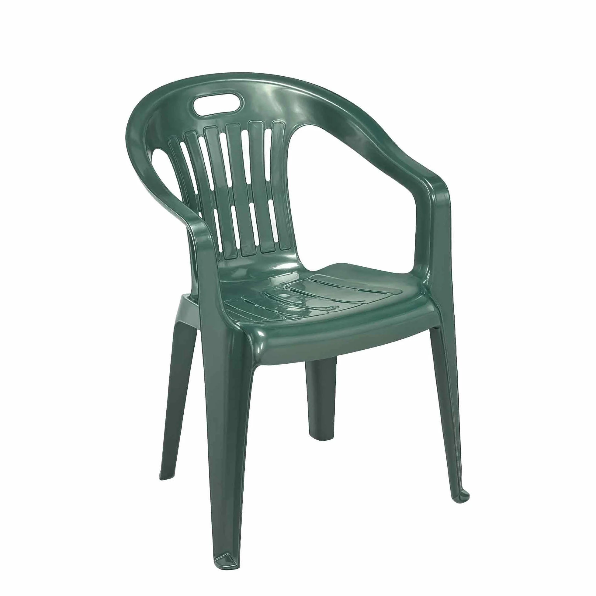 Sicignano | Sedia da Giardino in Plastica, Poltrona Piona, Sedia con Braccioli da Esterno, con Schienale Basso, Impilabile, Leggera, Facile da Pulire, 56x55x78h cm (1, Verde)