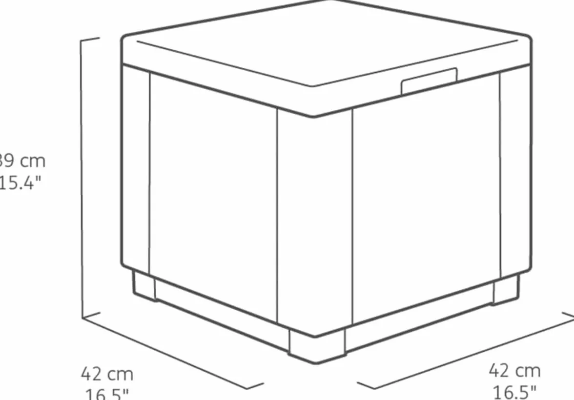 ALLIBERT JARDIN Tavolo cubo finto rattan intrecciato con contenitore da 60 l, 42 x 42 x 39 cm, colore: grafite
