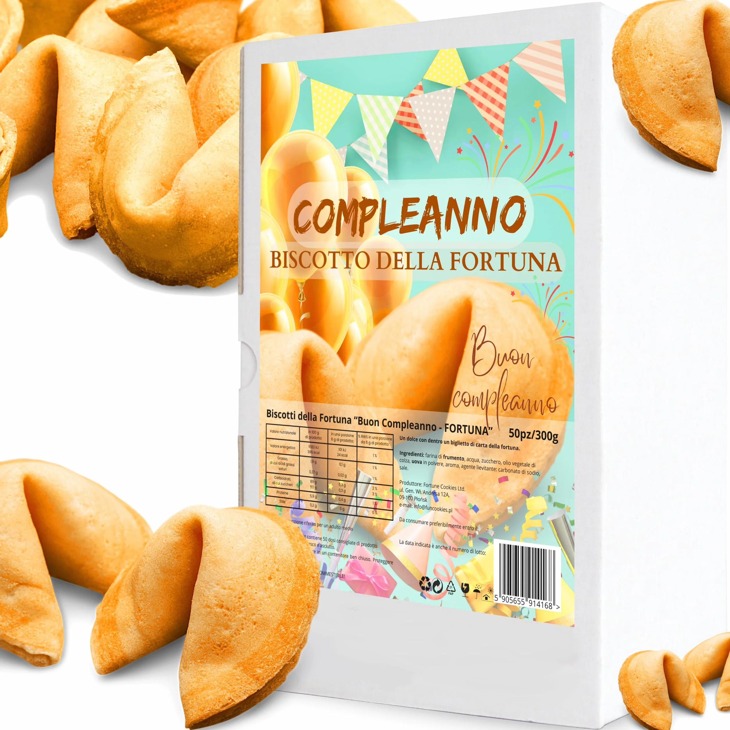 D&D FUN COOKIES Biscotti della Fortuna Cinesi, Biglietti Profetici, come regalo, compleanno del bambino, festa, per gli ospiti, per una festa, biscotti fortunati, magia, Sapore Vaniglia (50 pezzi)