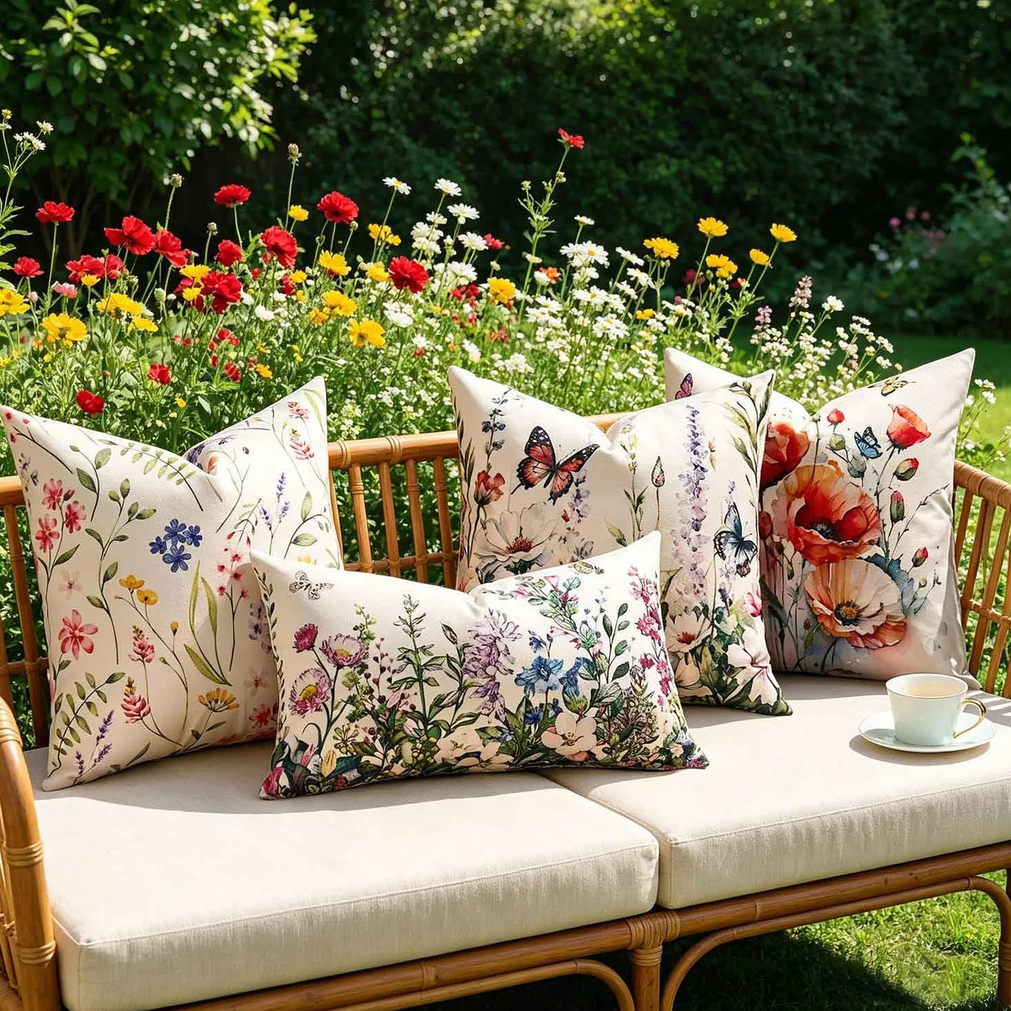 Federe Cuscini 45x45 Lavabile - 2 Pezzi Copricuscini Divano Impermeabile pa Esterno - Copri Cuscini Per Divano Quadrato per Soggiorno, Giardino, Terrazza, Balcone, Piscina, Picnic e Campeggio