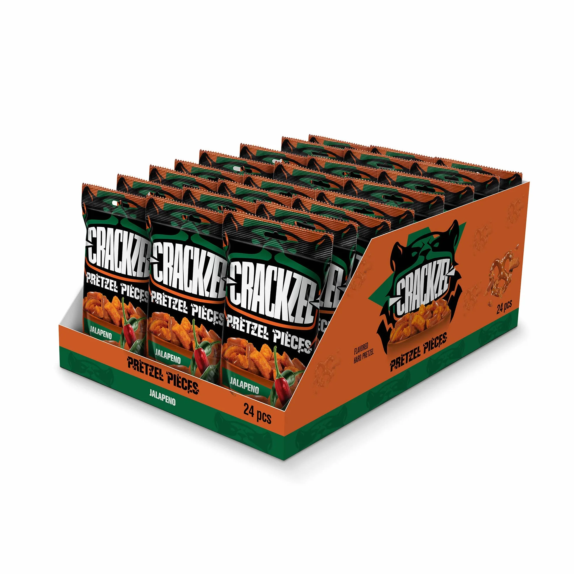 Crackzel Jalapeno Pretzel Pieces 24 x 85 gr - Pezzi di pretzel con spezie jalapeno