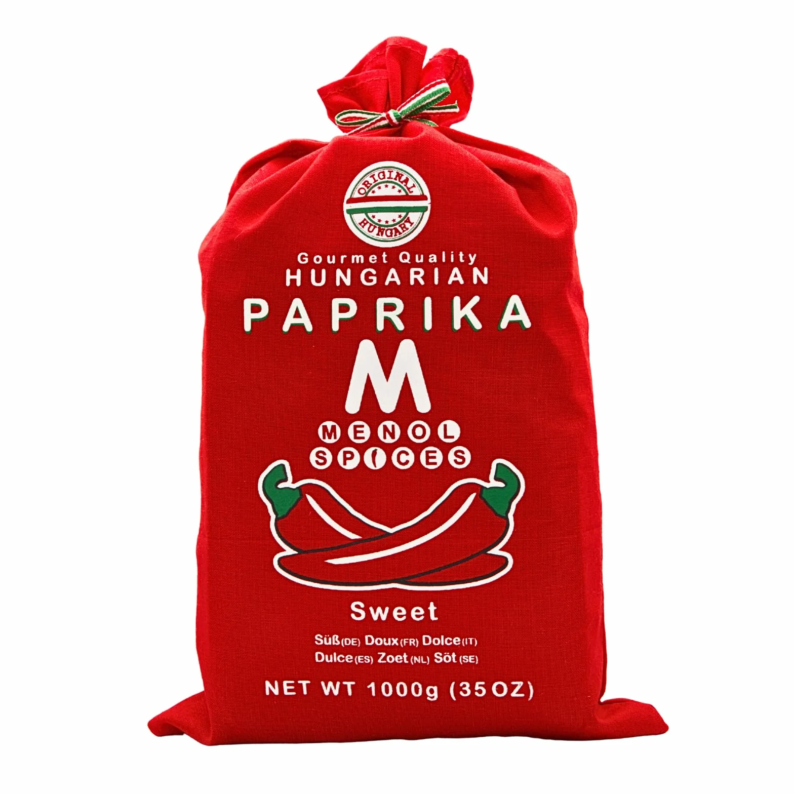 Menol Spices Autentica Paprika Dolce Ungherese in polvere (Dolce 1000g) Qualità Premium Gourmet, prodotto nella regione di Szeged, in Ungheria, rosso vivo, sapore incredibile