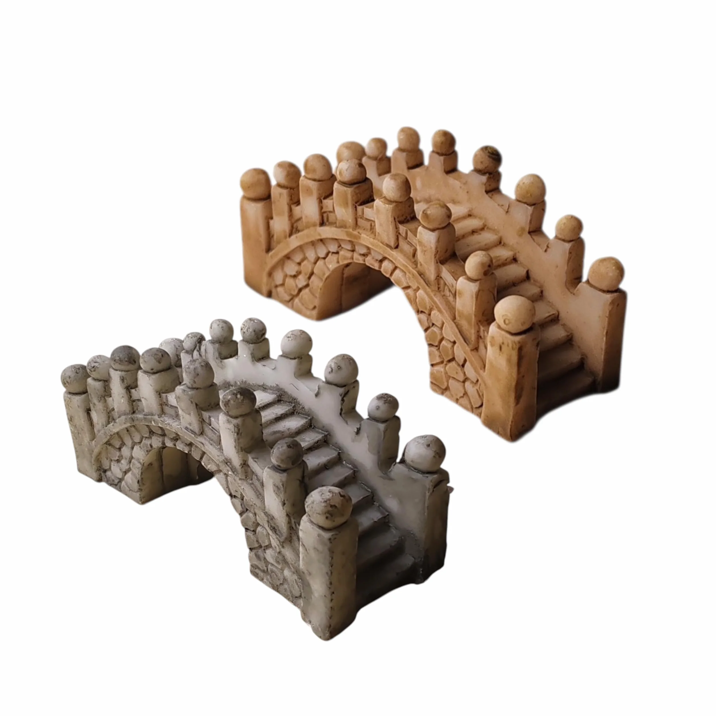 Ponte in miniatura per terrario da tavolo, giardino zen, giardino fatato, decorazione per albero bonsai (C (confezione doppia piccola)