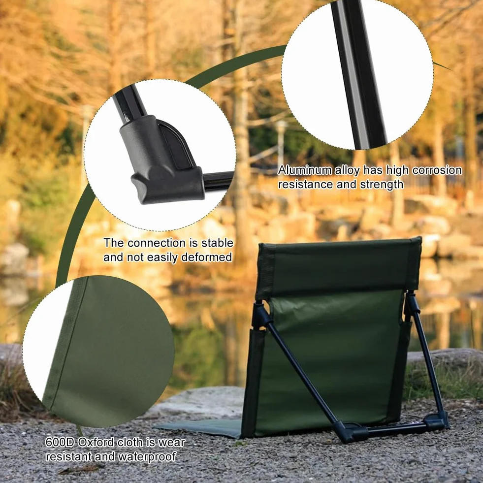 Cuscino da spiaggia, Tappetino da spiaggia, Sottomano per esterni Pieghevole, Per il Pavimento, Supporto per la Schiena, Portatile, per il cortile, per picnic, campeggio, verde