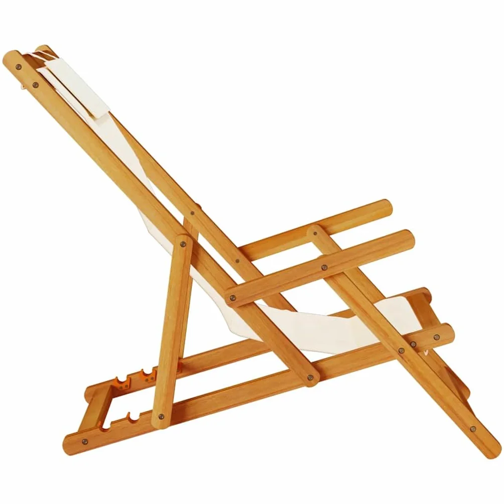 vidaXL Sedia da Spiaggia Pieghevole Braccioli Legno Acacia&Textilene, sedia da spiaggia pieghevole, sedia a sdraio, sedia da spiaggia in legno