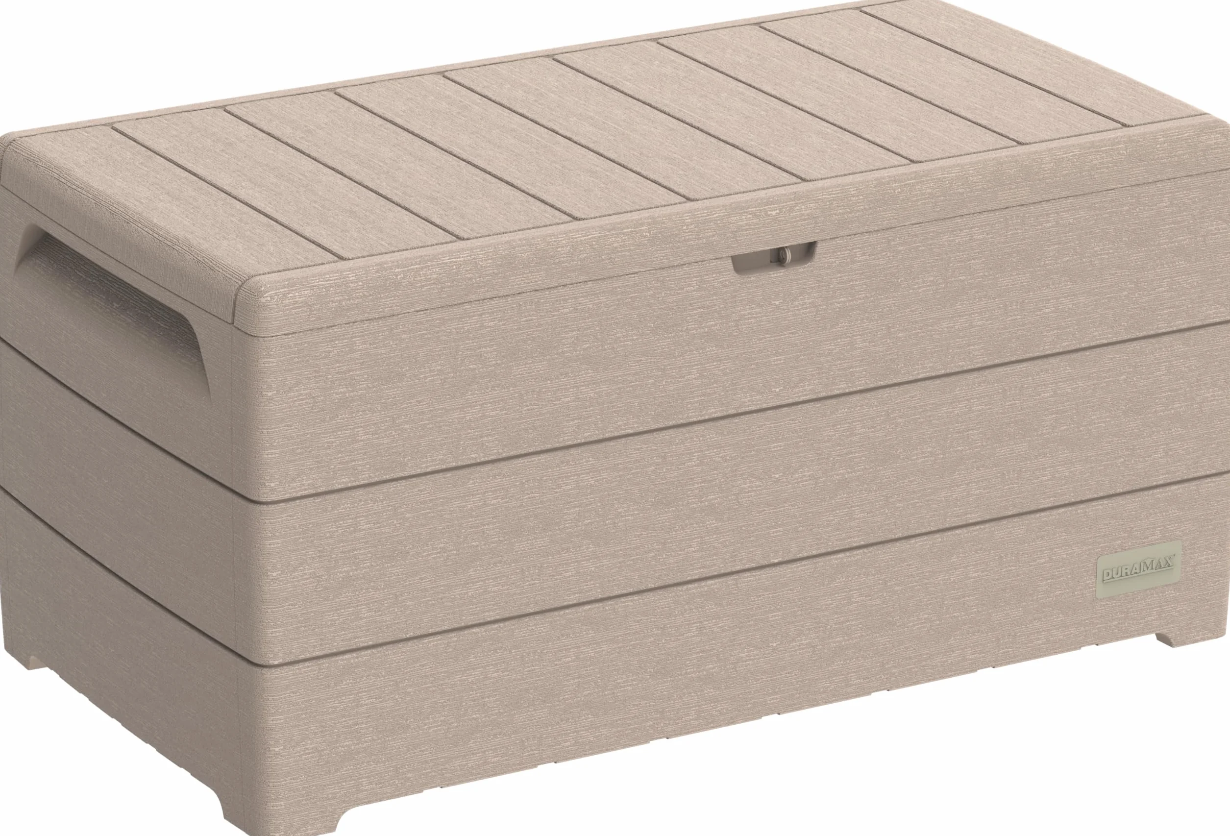 Duramax Cedargrain Durabox 270 Litri/ 71 Galloni Baule da Giardino, Cassapanca Contenitore da Esterno in plastica con ruote e maniglie, Scatole Per Esterni, Tortora caldo, 55.7 x 45.3 x 117.2 cm