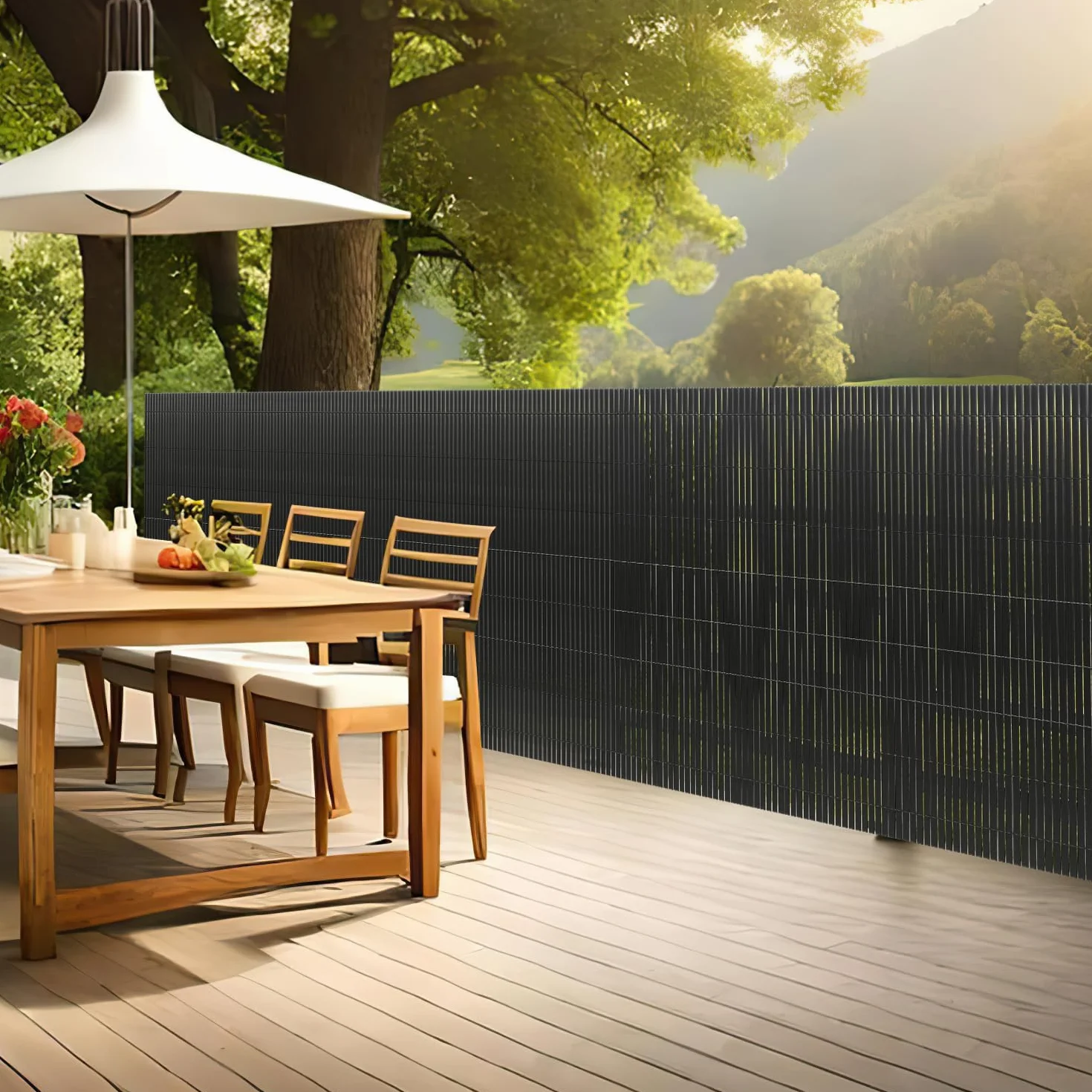Herrselsam Recinzione frangivista in polivinilcloruro (PVC) Resistente alle intemperie, per Giardino, Protezione da sguardi indiscreti, Struttura a W Interna, lamelle rinforzate, 140 x 300 cm, Grigio
