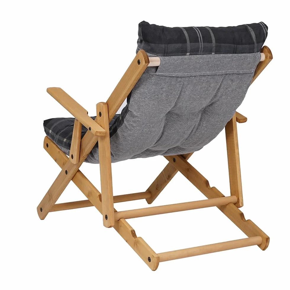 Liberoshopping Poltrona sdraio relax richiudibile in legno con cuscino imbottito 3 posizioni made in italy grigio scuro