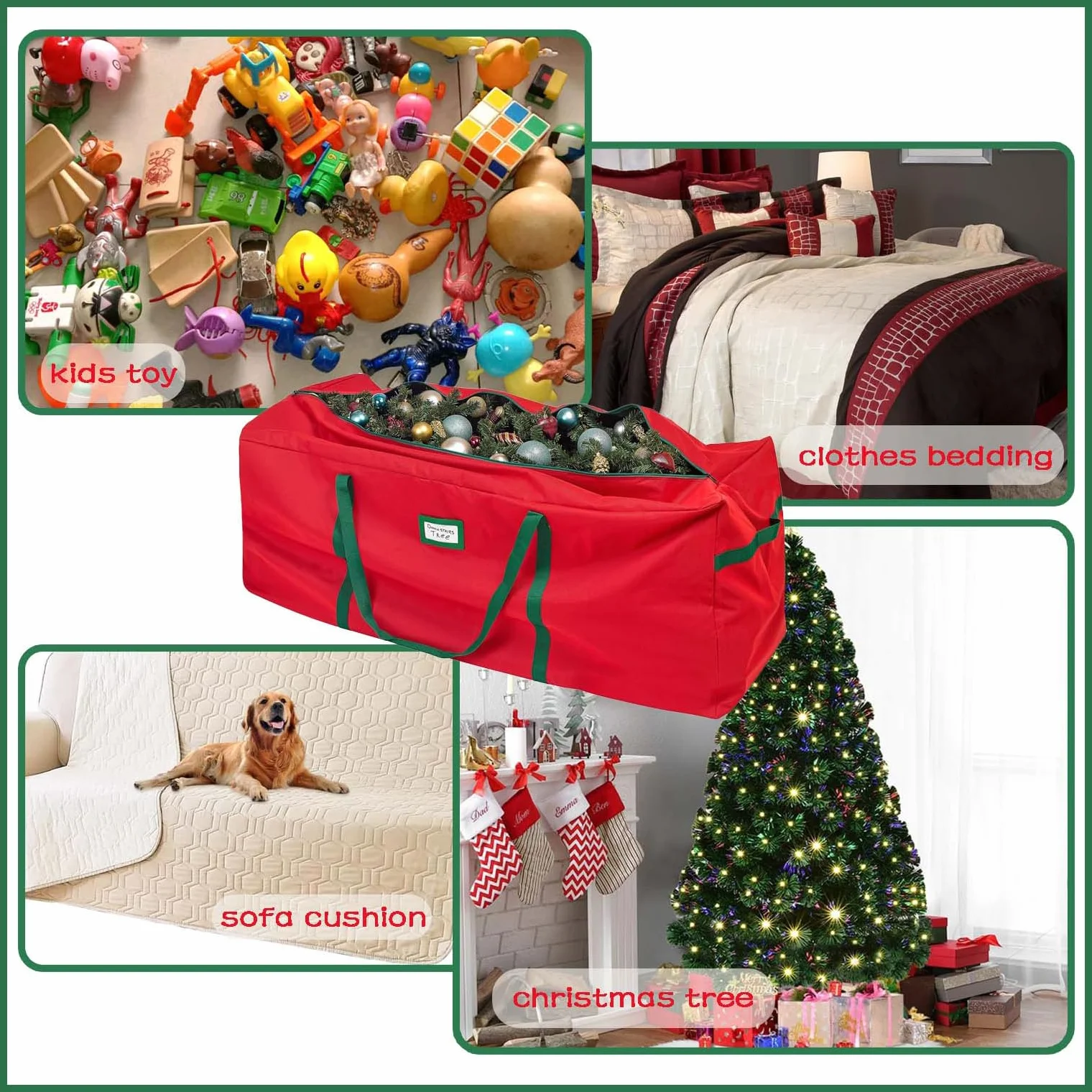 Borsa per Cuscini da Giardino con Manico e Cerniera, 165x38x76cm Custodia per Albero di Natale, Grandissima Impermeabile Oxford 600D Oxford Fodere Cuscini da Esterno, Cuscini, Tende da Giardino