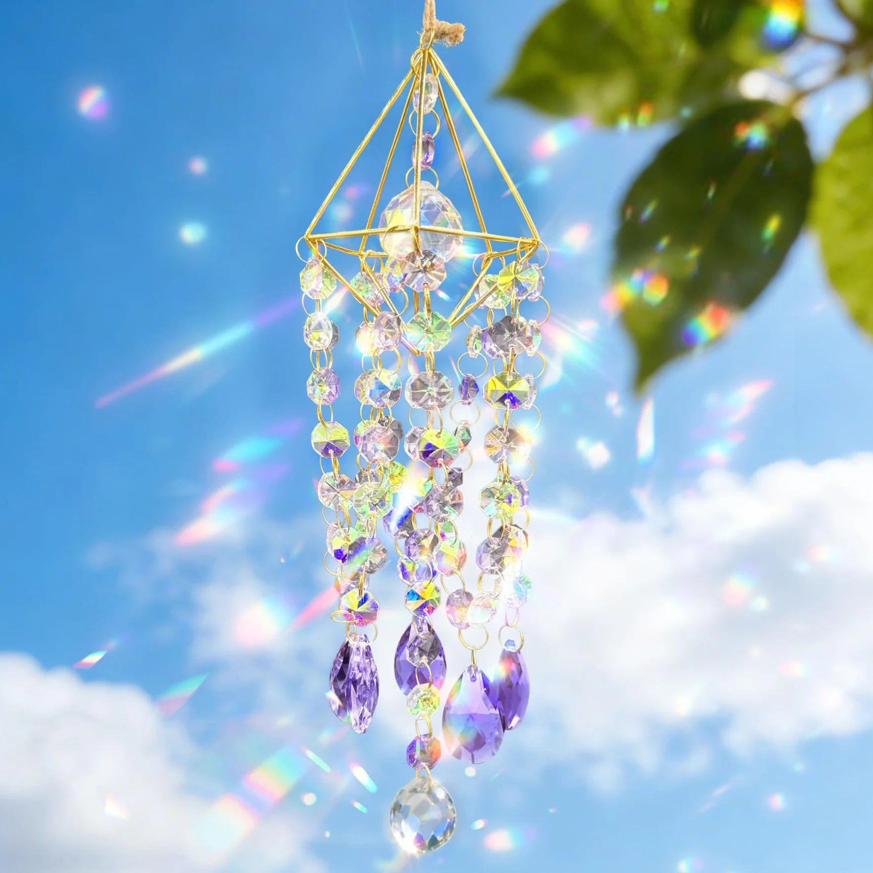 VEEKAY Acchiappasole Cristallo,di Cristallo a Prisma,Pendenti Prismi Cristallo,Pendenti Suncatcher Decorazione,per Decorazioni Casa Giardino Finestra Outdoor