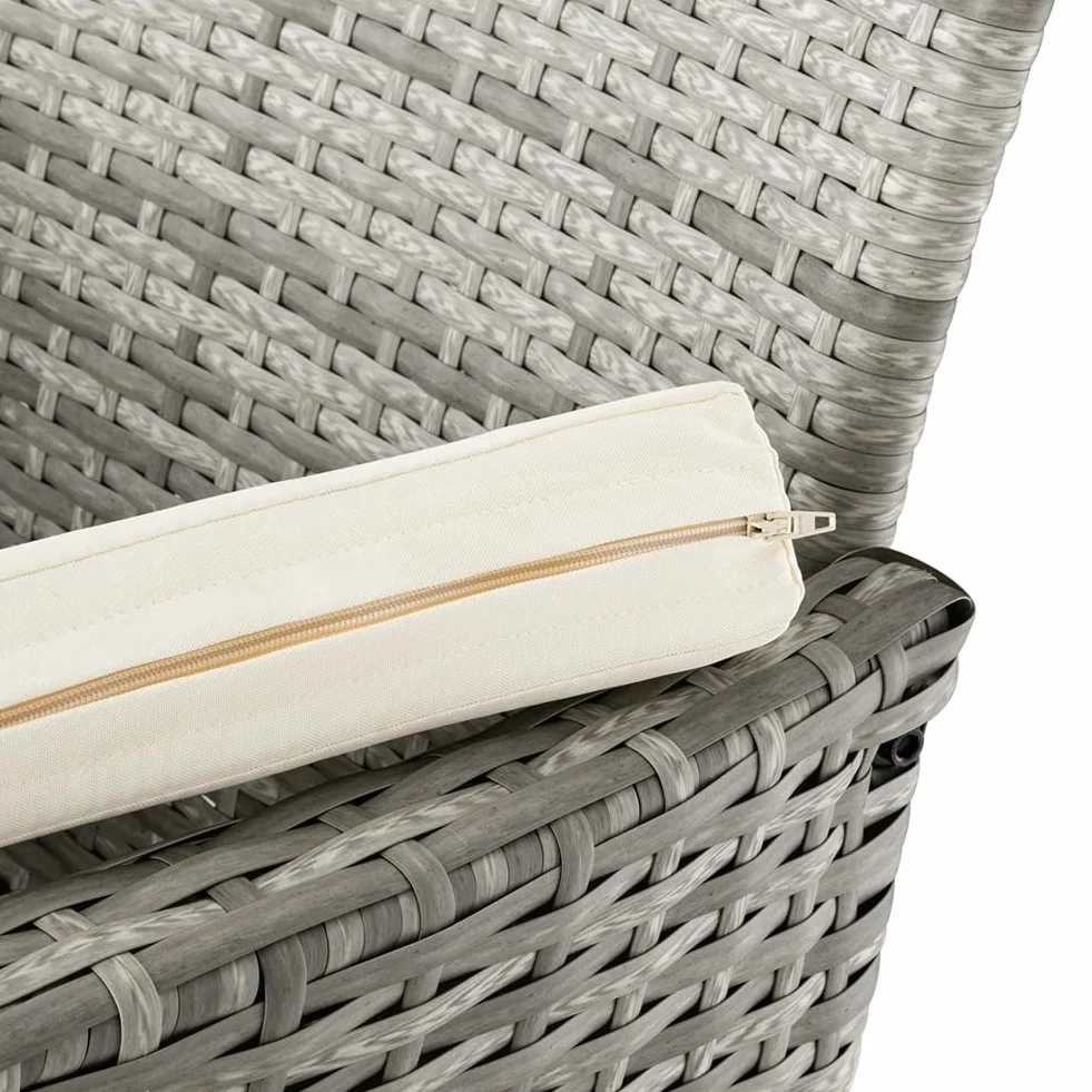 BAKAJI Panchina da Giardino in Polyrattan con Tavolo Integrato e Cuscini, Panchina 2 Posti da Esterno Resistente Ai Raggi UV e alle Intemperie, Panca Divano Ripiano Vetro 123 x 54 x 82.5 cm (Grigio)