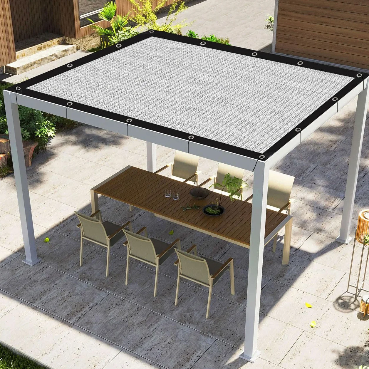 Rete Ombreggiante Alluminio,80% Tasso Di Ombreggiatura Resistente Ai Raggi UV,Criptato E Ispessito Ombreggiante per Balcone,Giardino,Protezione Solare per Auto.