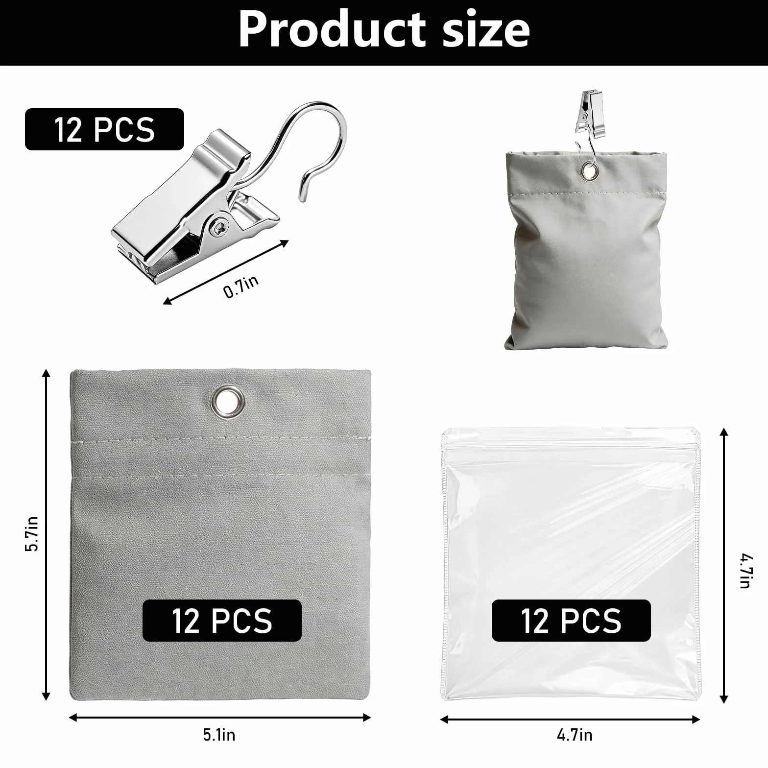 Set di 12 borse portatili, per gazebo all'aperto, 12 tasche per pesi, 12 clip, 12 sacchetti di chiusura, adatte per il fissaggio di tende esterne, tende, tovaglie, ecc. per prevenire il vento