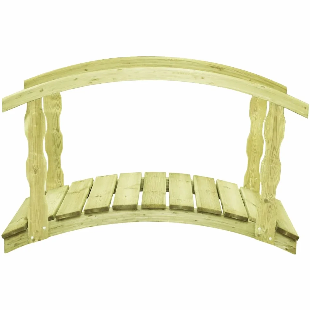 vidaXL Legno di Pino Impregnato Ponte da Giardino con Corrimano Rustico Romantico Robusto Arredo Pratico Decorativo Passerella 170x74x105cm