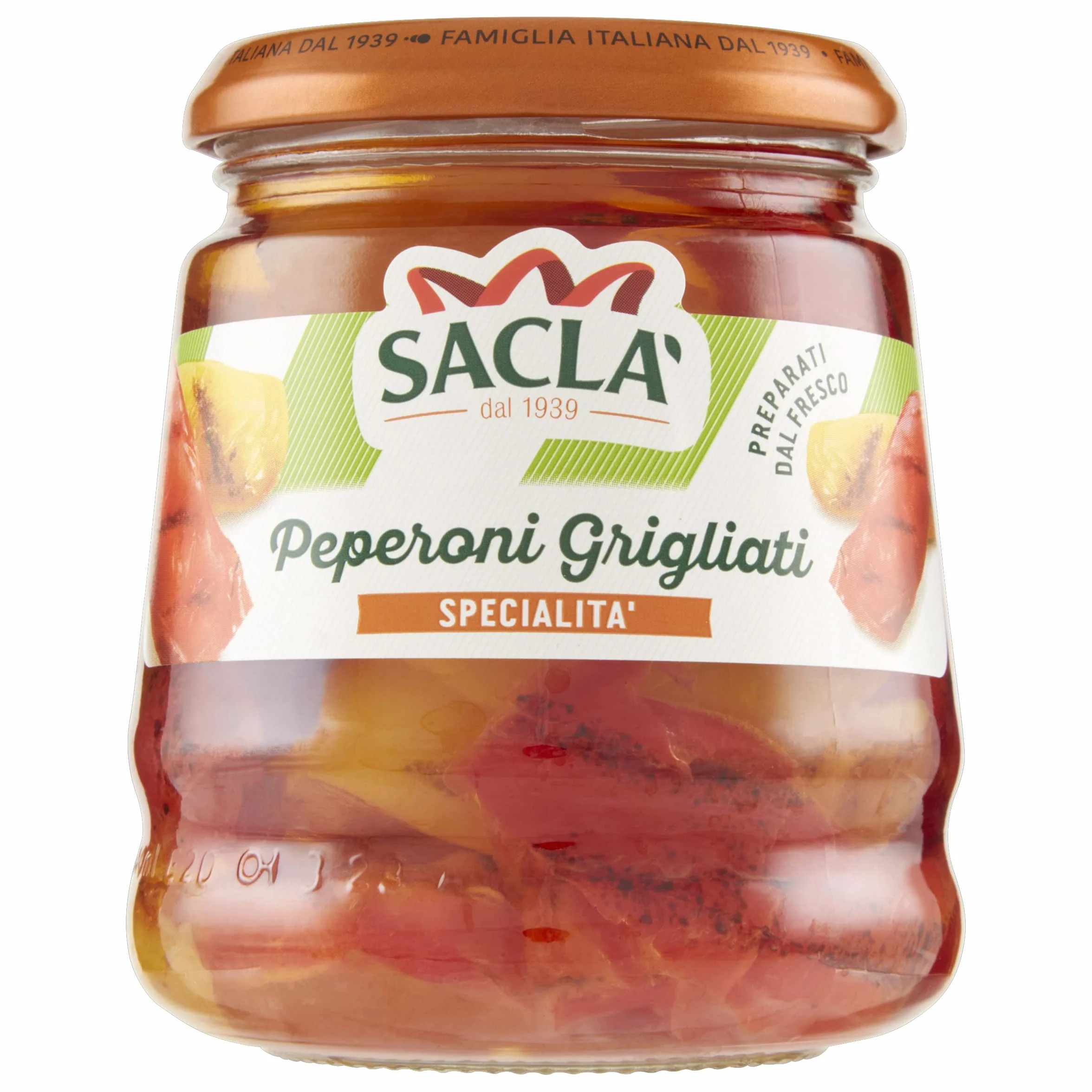 Saclà, Sottoli Grigliati, Peperoni Grigliati, Ideali per Antipasti, Contorni e per le Tue Preparazioni, Vaso Vetro, 290g, Confezione da 12 Pezzi