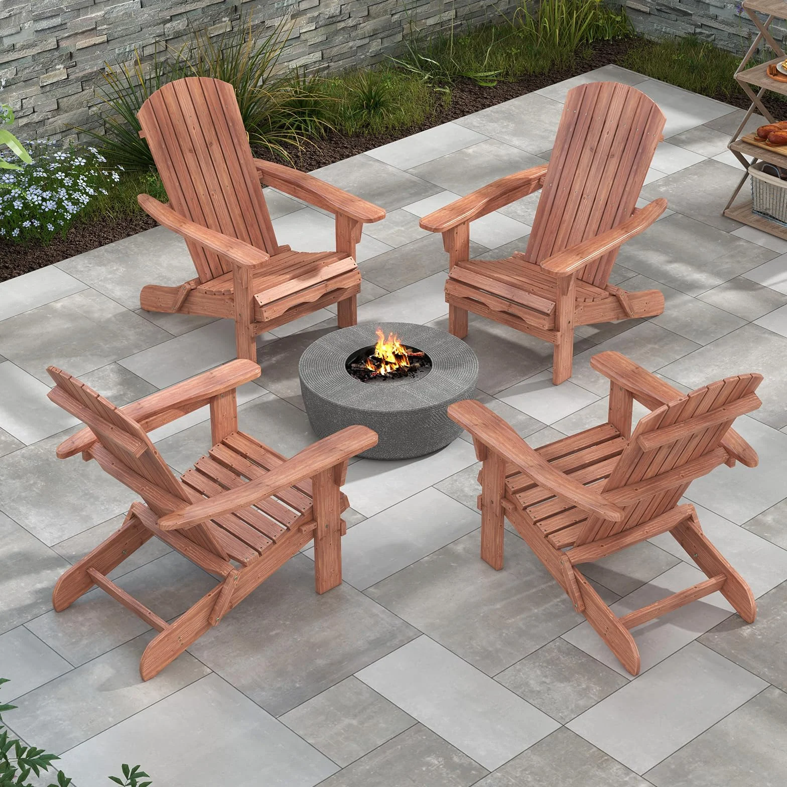 COSTWAY Sedia Adirondack Pieghevole, Sedia da Giardino in Legno di Abete, Poltrona Prendisole con Schienale Alto, Portata 180 kg, 89 x 71 x 94 cm (2, Marrone, 89 x 71 x 94 cm)