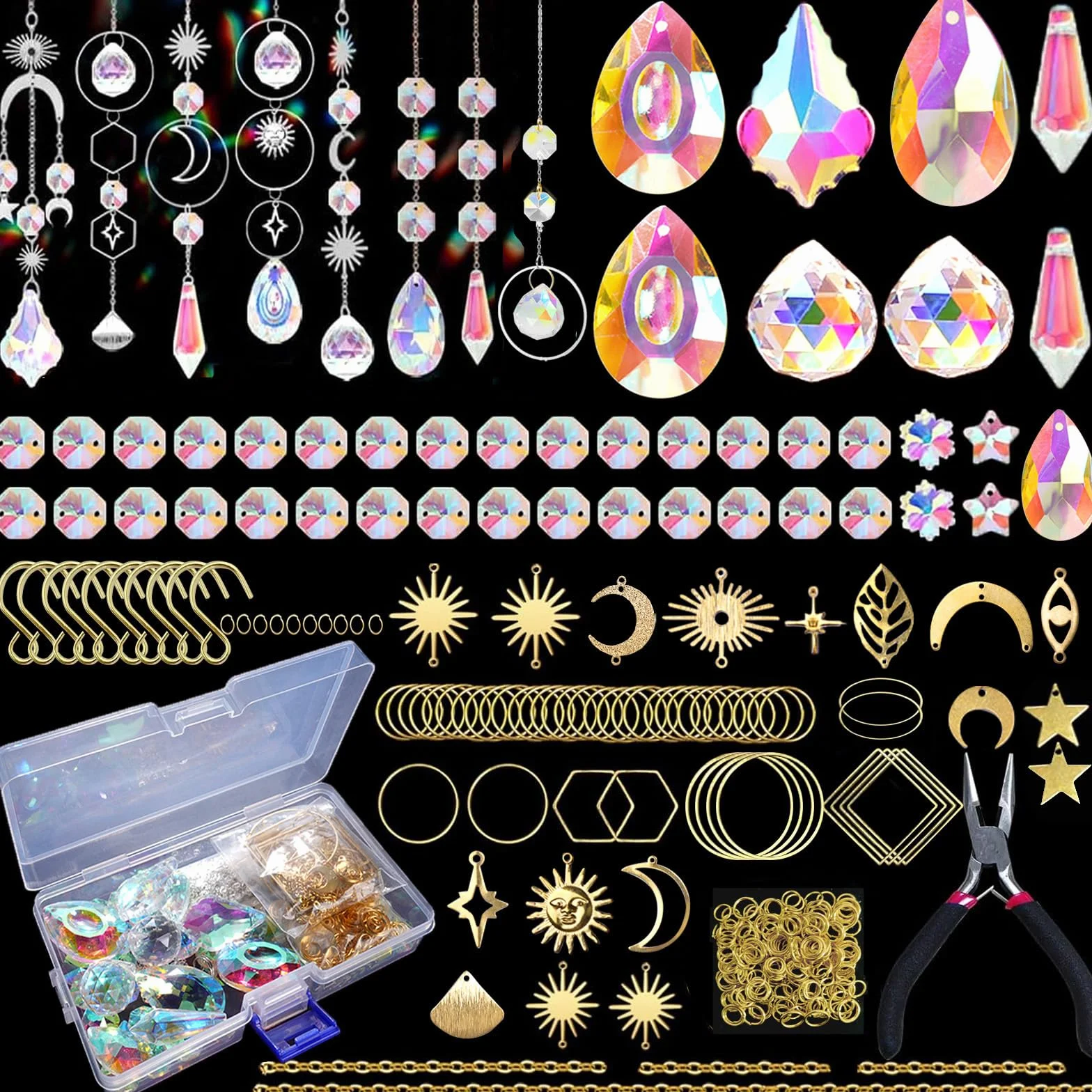 240 PCS fai da te SunCatchers fare kit per Adulti di Acchiappasole Cristallo Kit con Colorful Prisma Perline Arcobaleno Maker per Windows Hanging Garden Decor
