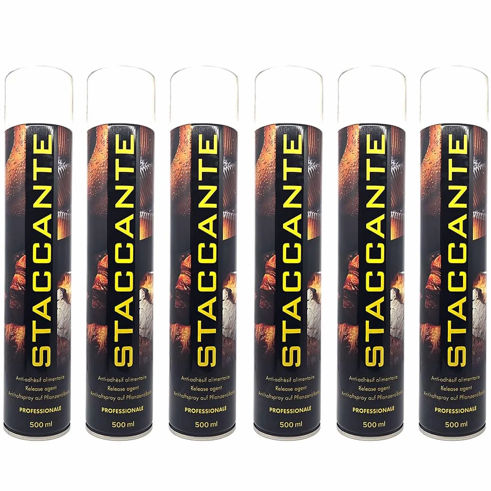 6 pezzi - STACCANTE spray ALIMENTARE per teglie 500ml - spray antiaderente ideale per torte, dolci e salati - per oliare stampi, padelle ecc - VOL 10 ad uso professionale