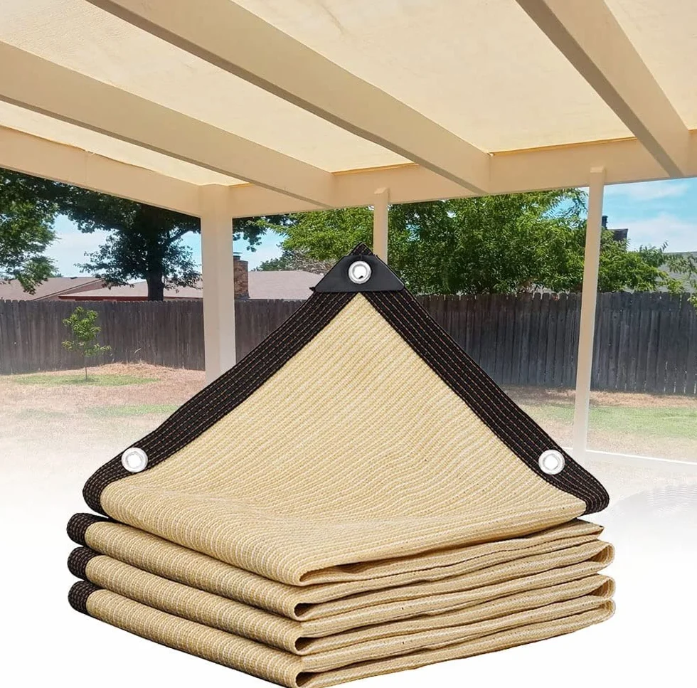 Beige 90% Rete Telo Ombra, 2x2m 3x4m 4x6m 5x5m 6x12m 7x8m 9x10m Panno Ombreggiante Resistente Ai Raggi UV Vela Ombreggiante, Tenda Da Sole Privacy Con Occhielli (Size : 2x3m(6.6x10ft))