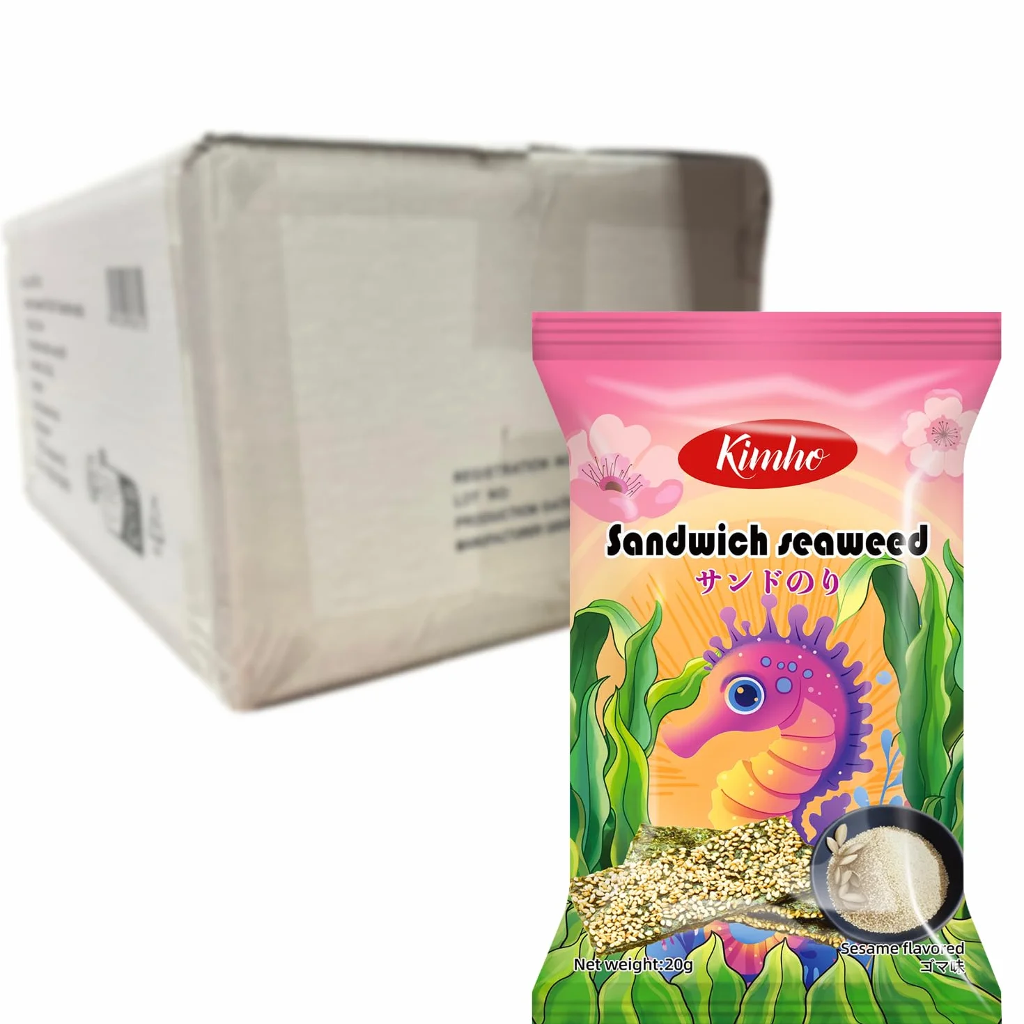 KIMHO - Chips di Alga Marina con Sesamo - Multipack (24 x 20 g)