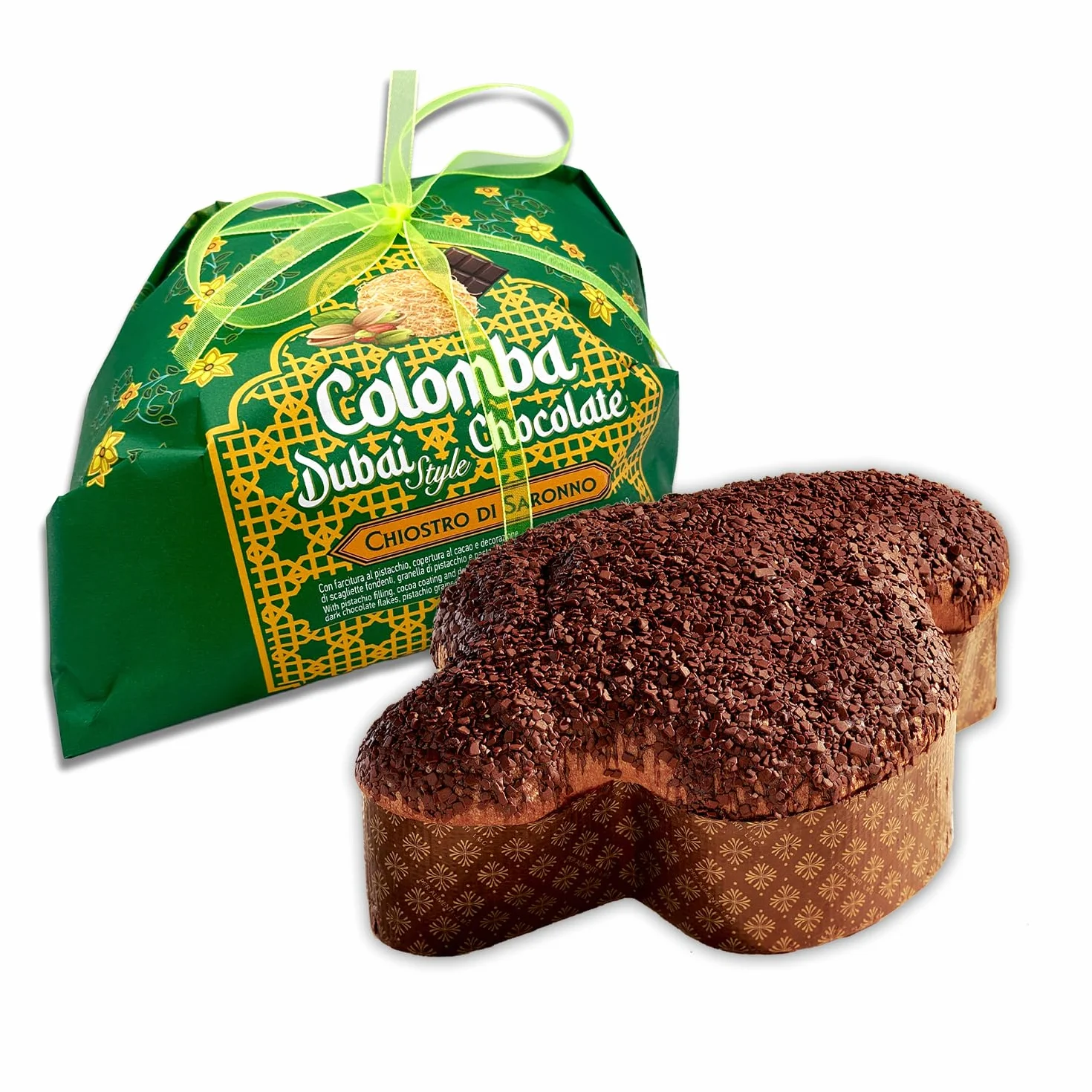 Chiostro di Saronno, Colomba Pasquale, Incartata a Mano (750 g, Pistacchio e Pasta Kadayif)