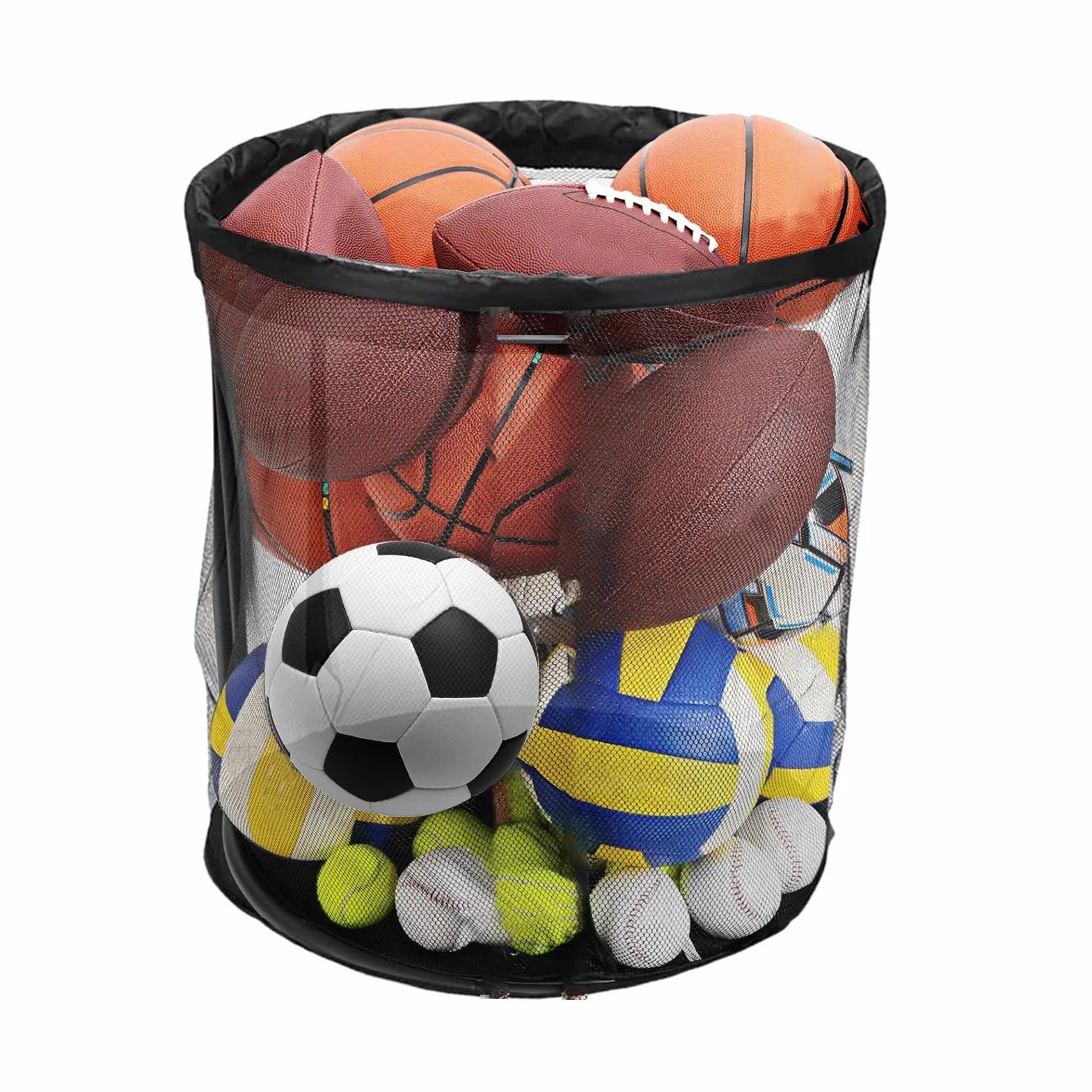 Cestino portaoggetti per palline, grande capacità, organizer portatile, organizer per palline da esterno, contenitore a rete di grande capacità per garage, terrazza all'aperto, giardino, sport, patio