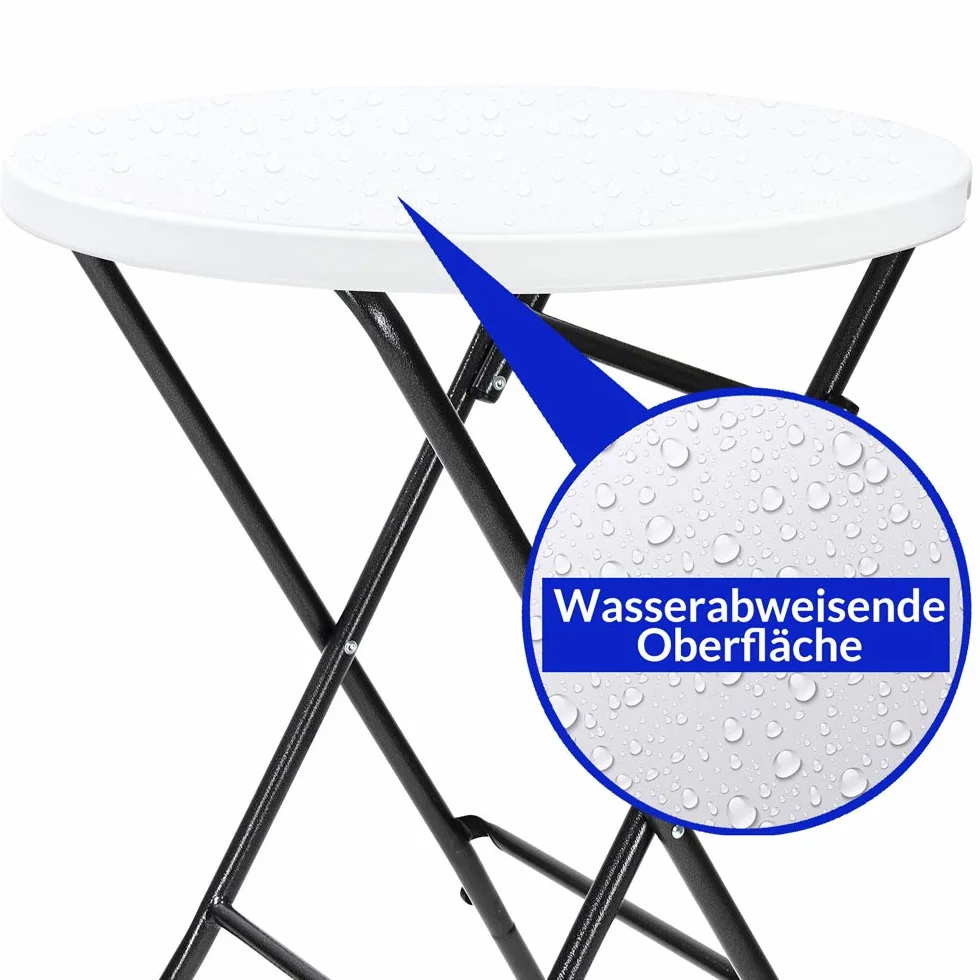 Casaria® Set 2 x Tavolo Pieghevole da Esterno Rotondo Altezza 110 cm in metallo Tavoli da Giardino da Bistrot Bianco Eventi Esterno