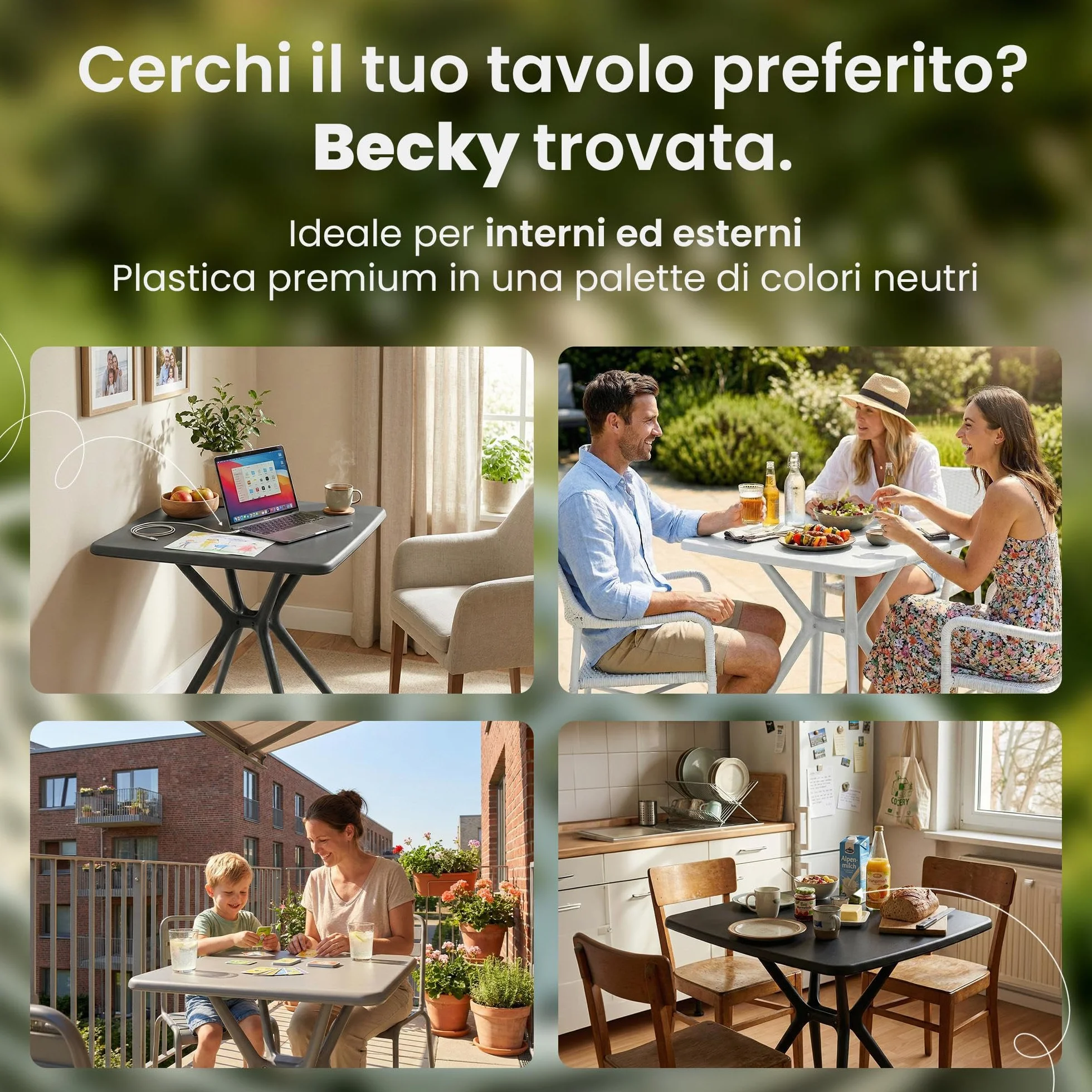 CLP Tavolo da Giardino Becky Resistente alle intemperie, Tavolo bistrot Quadrato 72x72 cm, Balcone in Polipropilene Anti UV, Colore:Bianco