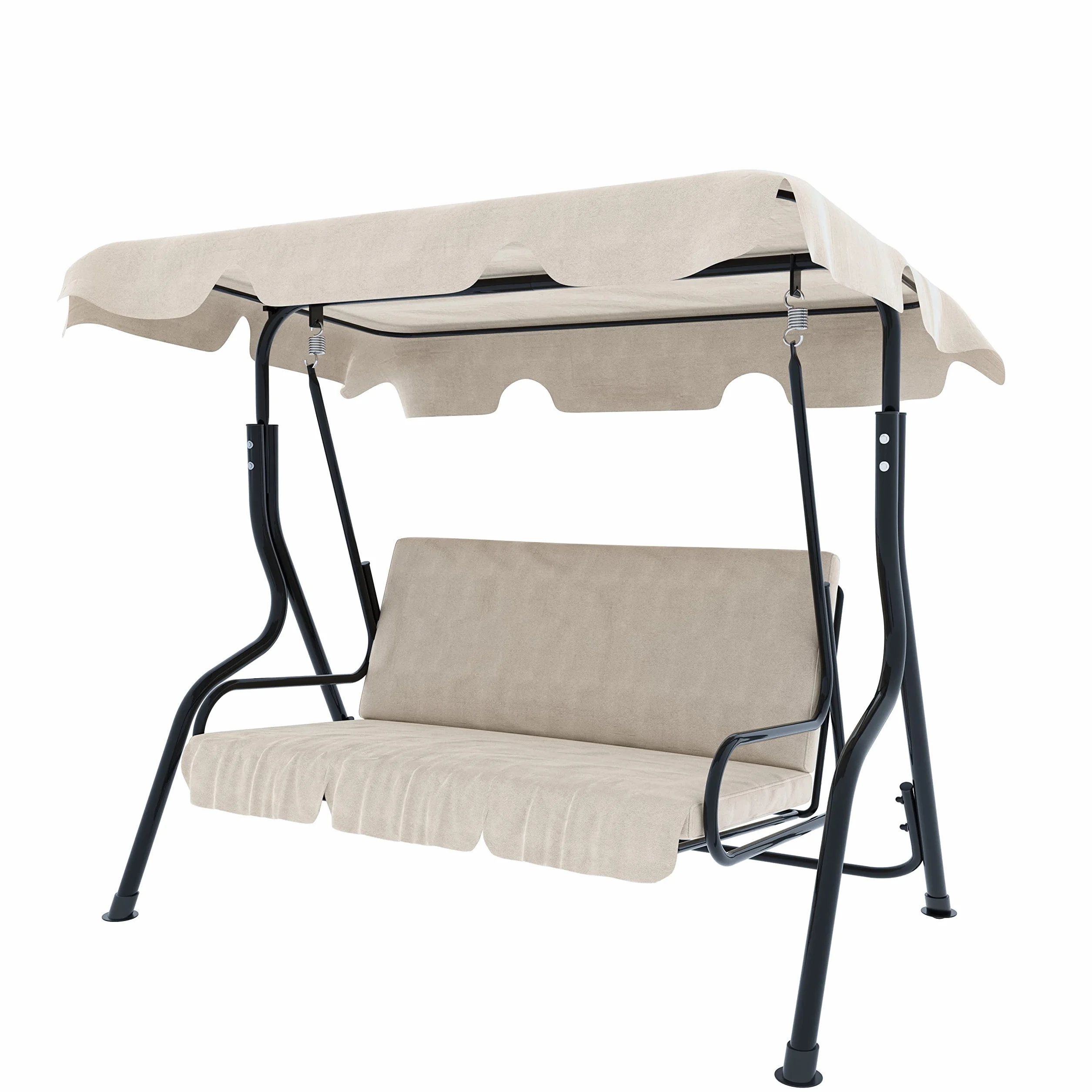 Arreditaly Dondolo 3 Posti Con Tettuccio Parasole Regolabile Cuscini Imbottiti Struttura Robusta In Acciaio Verniciato Da Esterno Giardino Balcone Terrazzo Piscina 170 x 110 x 153 Cm (Beige)