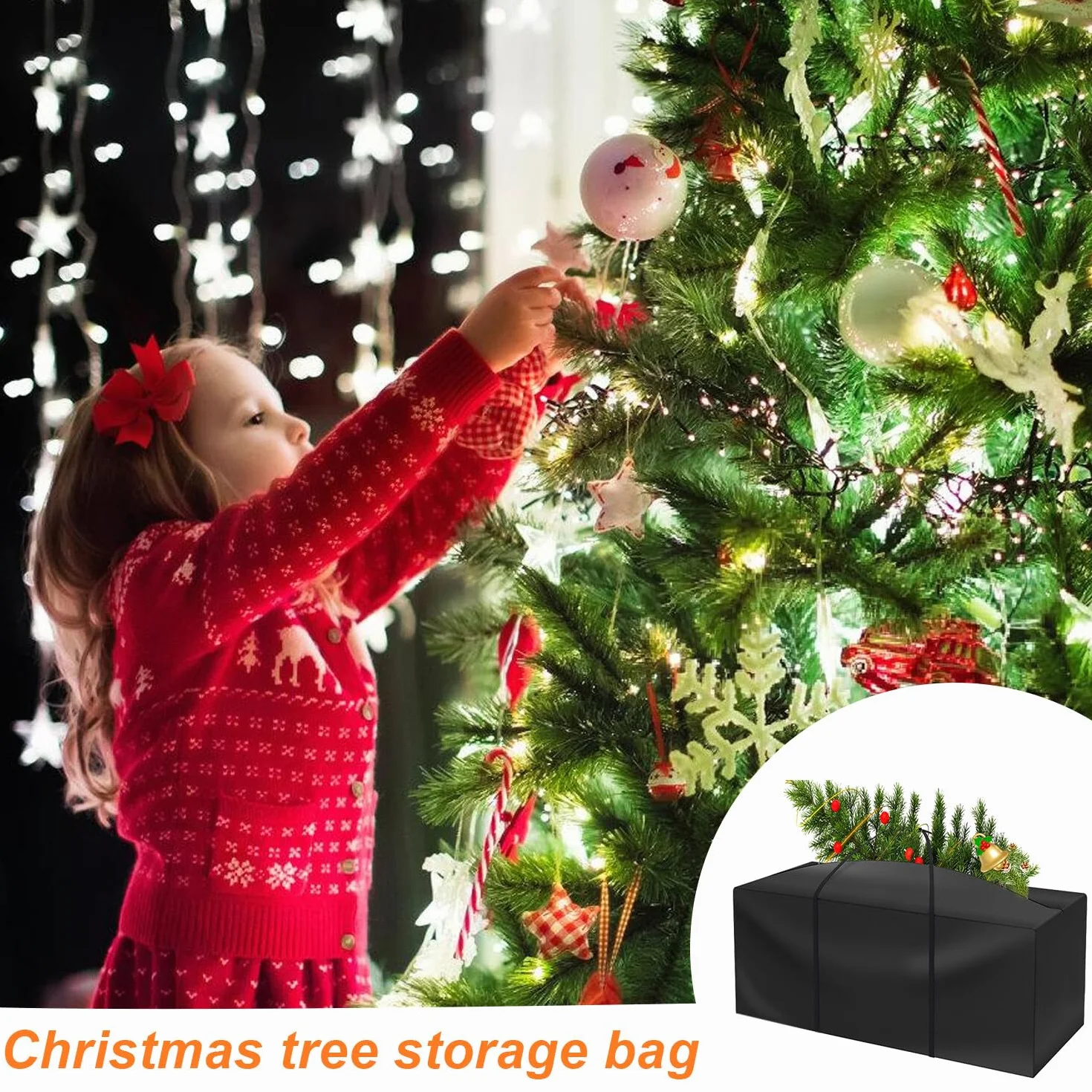 Leikurvo Borsa portaoggetti da giardino, impermeabile, con chiusura lampo, per albero di Natale (173 x 76 x 51 cm)