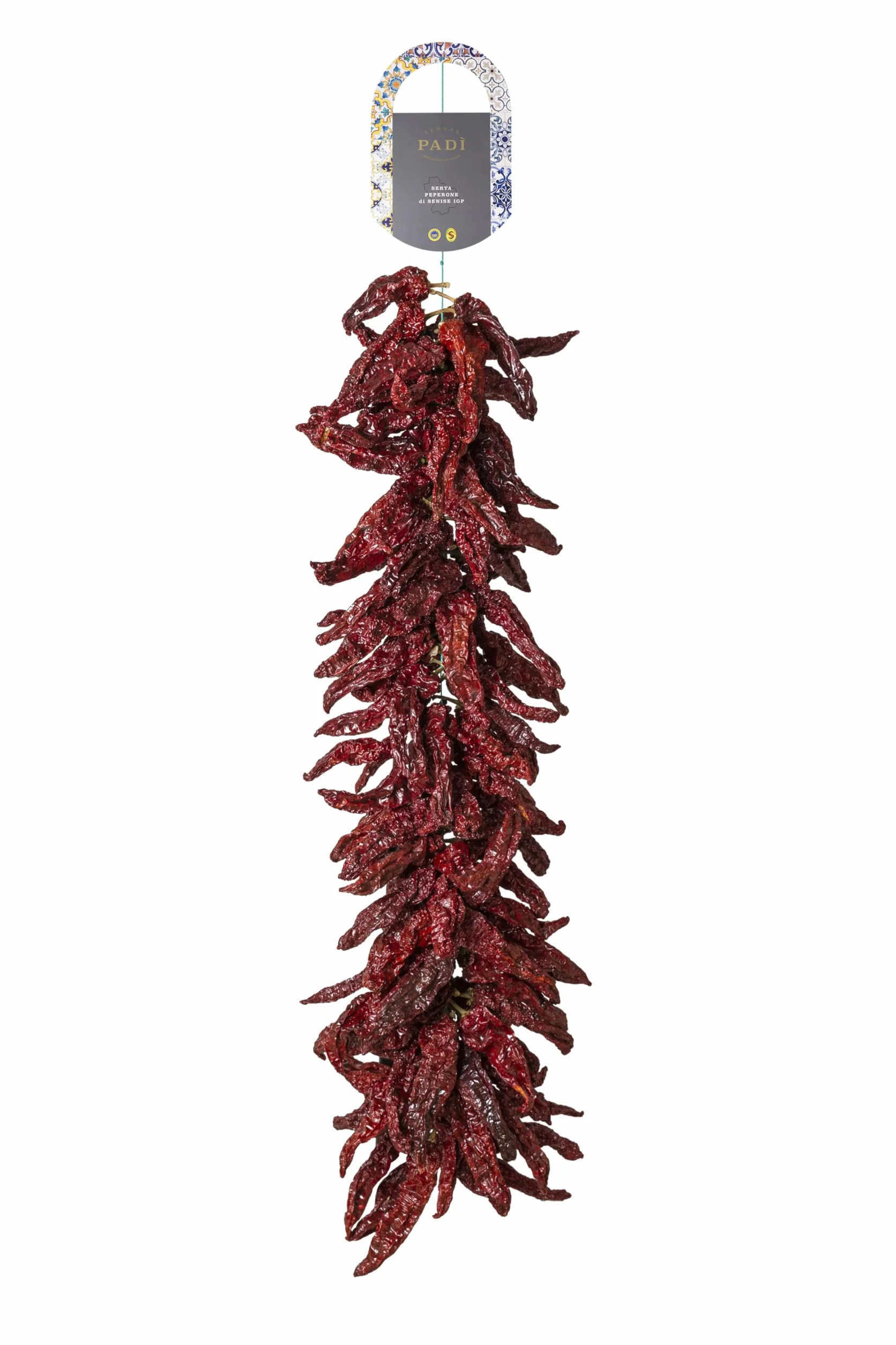 Tenuta Padì Serta di peperoni secchi di Senise IGP - Da friggere e fare Cruschi - Collana o Nzerta o Treccia di Zafaran Crusk - 500 Grammi - Mezza Serta