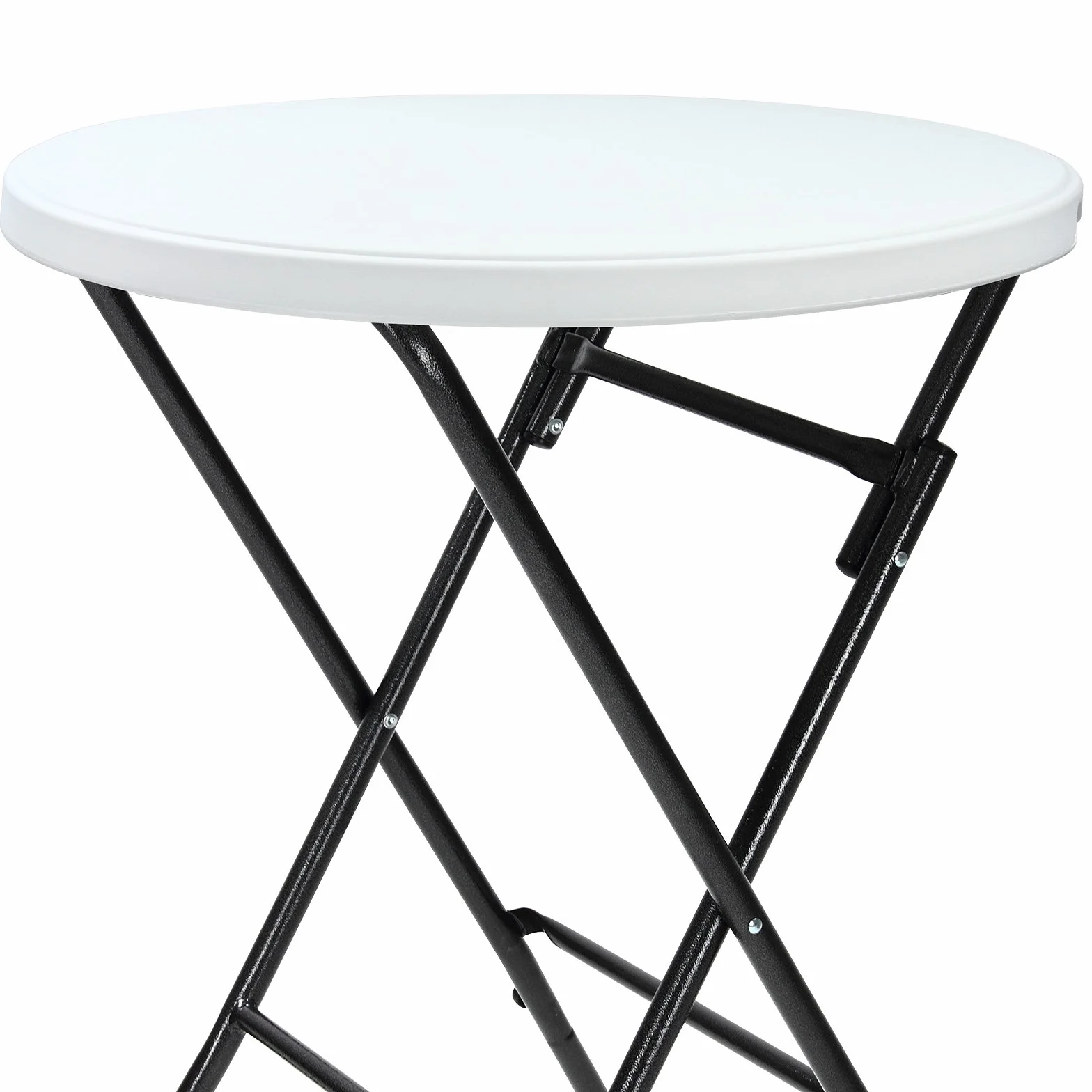 Casaria® Set 2 x Tavolo Pieghevole da Esterno Rotondo Altezza 110 cm in metallo Tavoli da Giardino da Bistrot Bianco Eventi Esterno