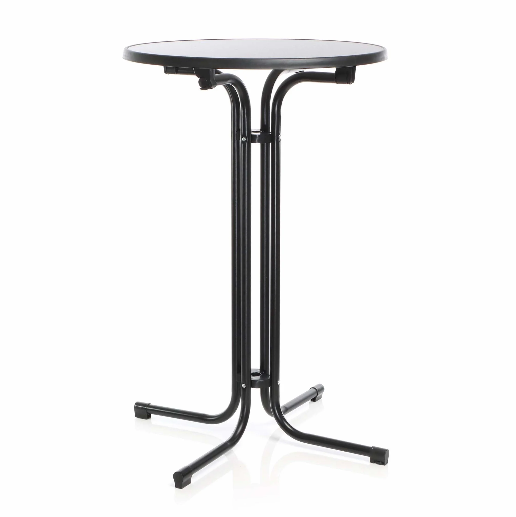 Tavolo alto da bar rotondo pieghevole nero Ø 80 cm h 110 cm per interno ed esterno