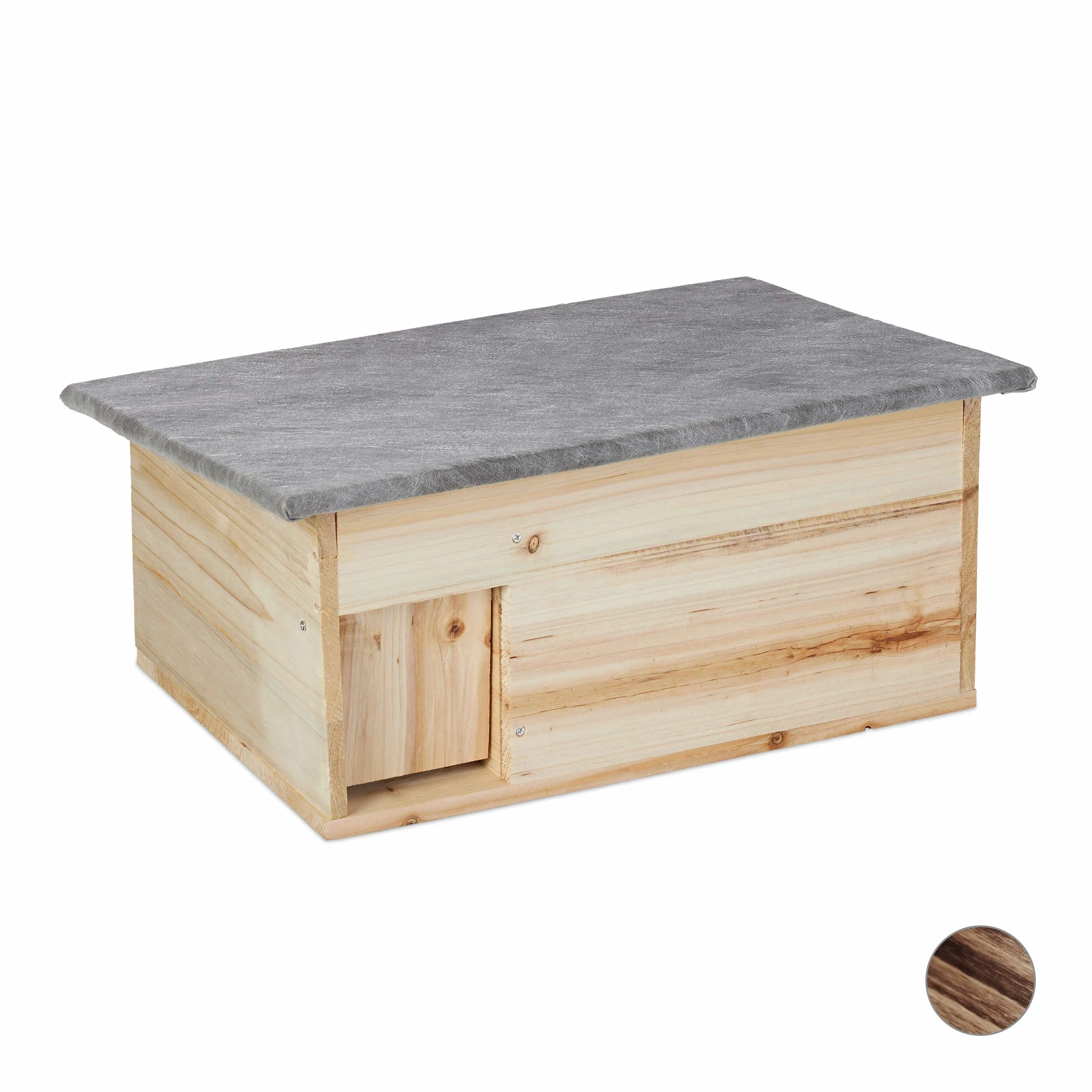 Relaxdays Casetta per Ricci, Resistente alle Intemperie, Riparo dai Predatori, Rifugio per Roditori, 21x46x34 cm, Legno