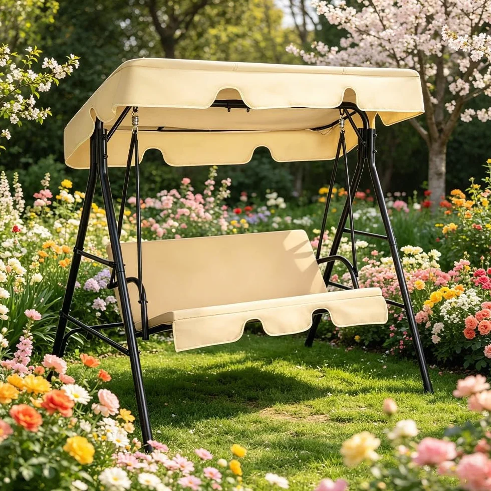 Tetto di Ricambio per Dondolo da Giardino Tettuccio per Dondolo da 3 Posti Copertura di Ricambio per Altalena da Esterno Impermeabile Tenda da Sole Tetto(Gray,75x47in-190x120cm)