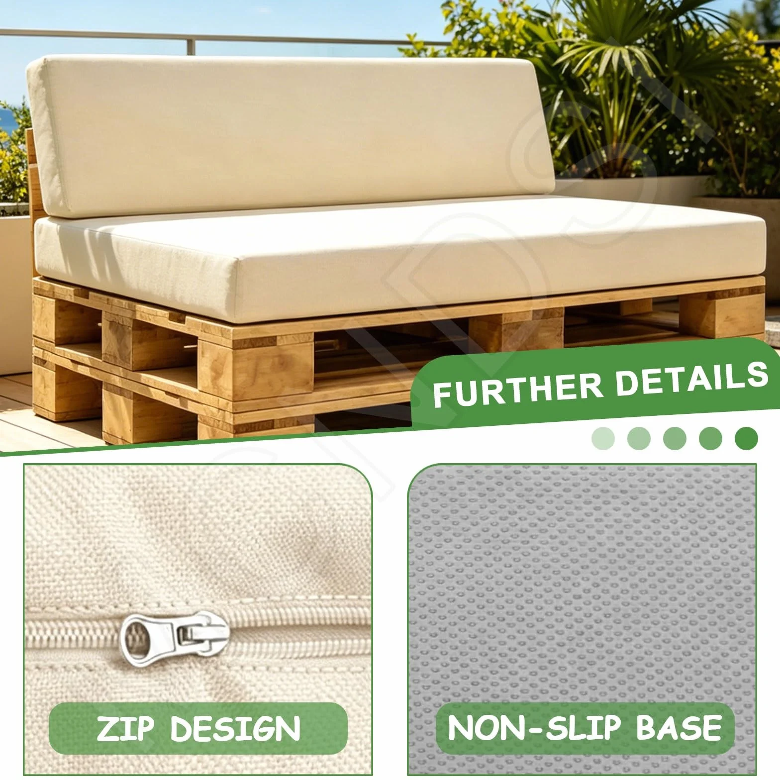Generico Copertura Divano Bancali 120x80/60x40/120x60/120x40cm, Fodere Cuscini Pallet Idrorepellente Lavabile Copricuscini Ricambio con Cerniera Antiscivolo per Arredi Giardino(9,Seat：80x120cm)